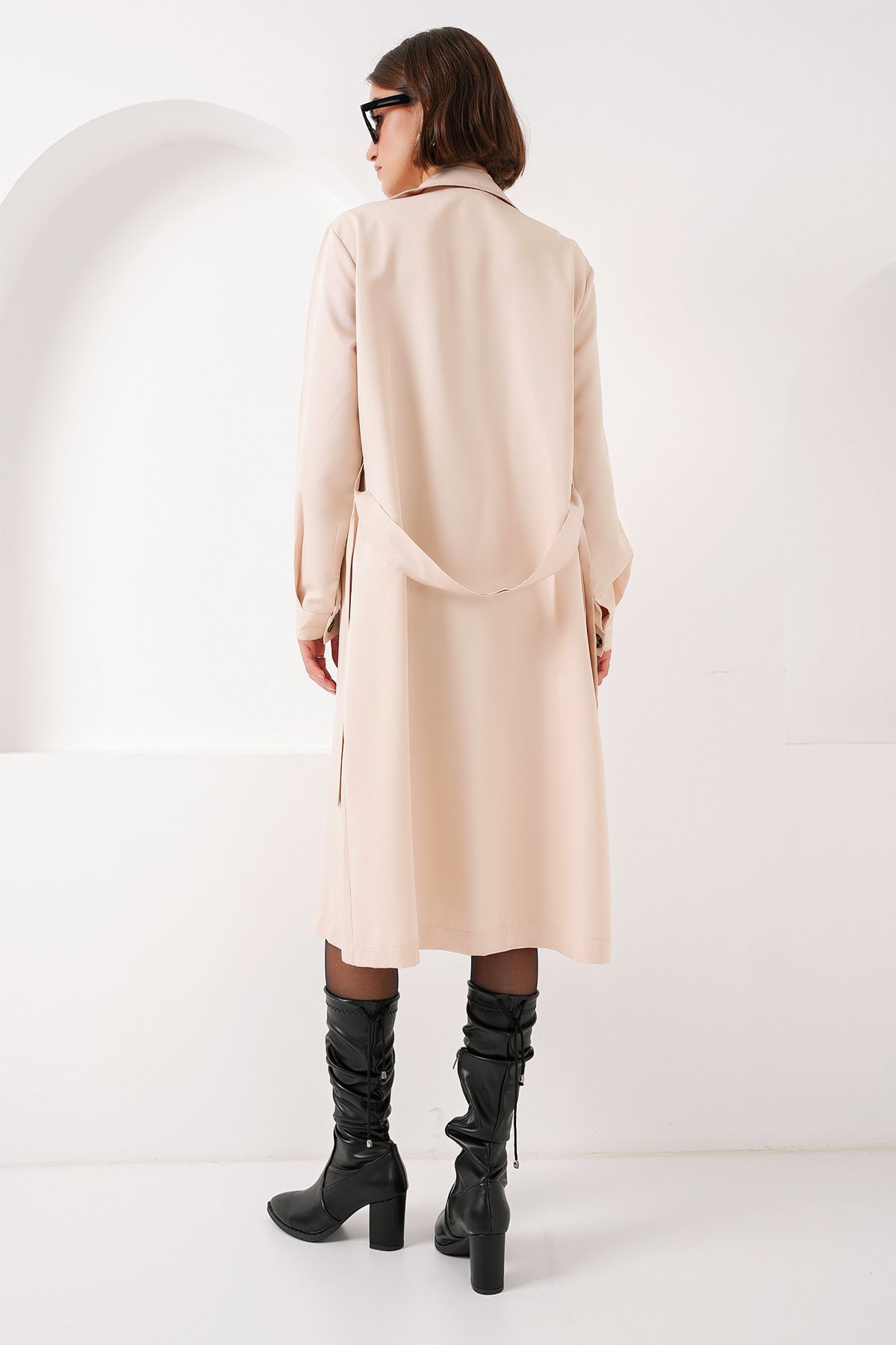 Bigdart-Beigefarbener Trenchcoat mit zweireihigem Kragen 5853 6