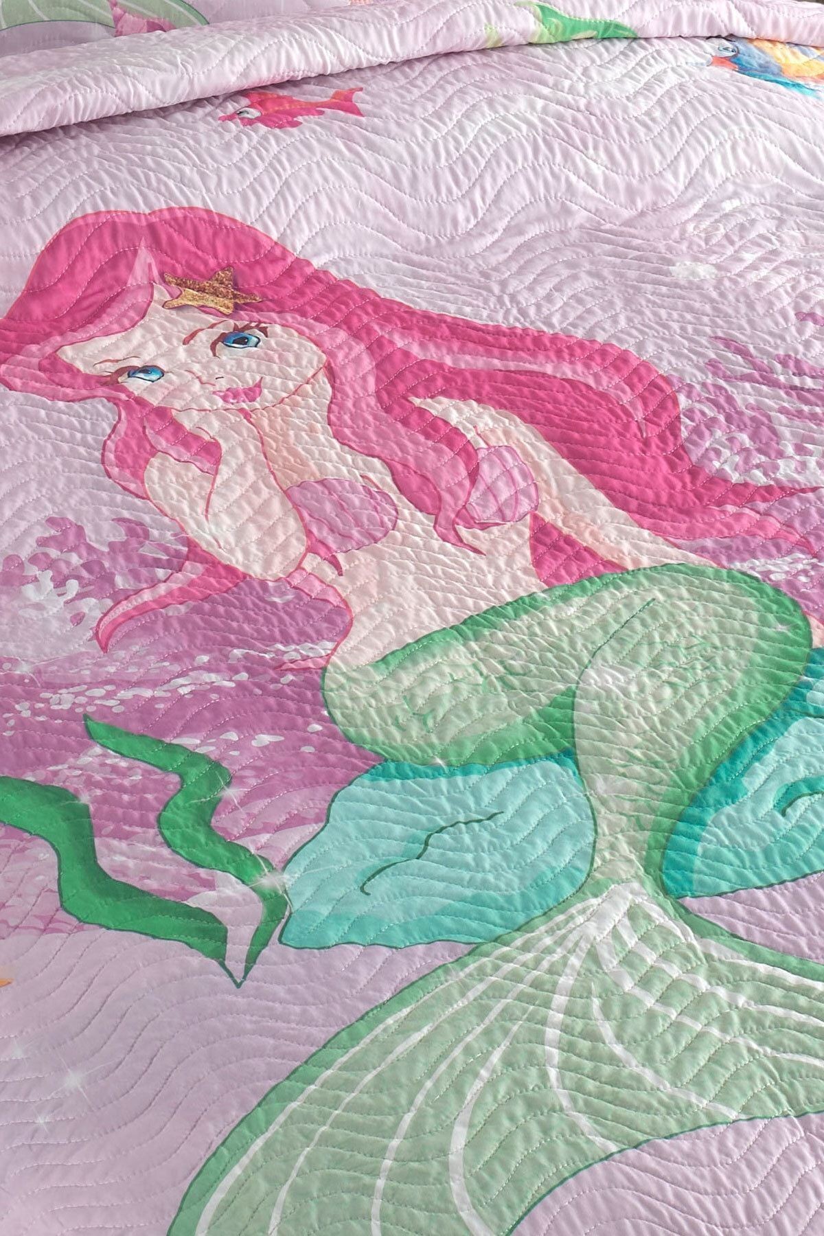 Mermaid Tek Kişilik Kapitone Yatak Örtüsü 4