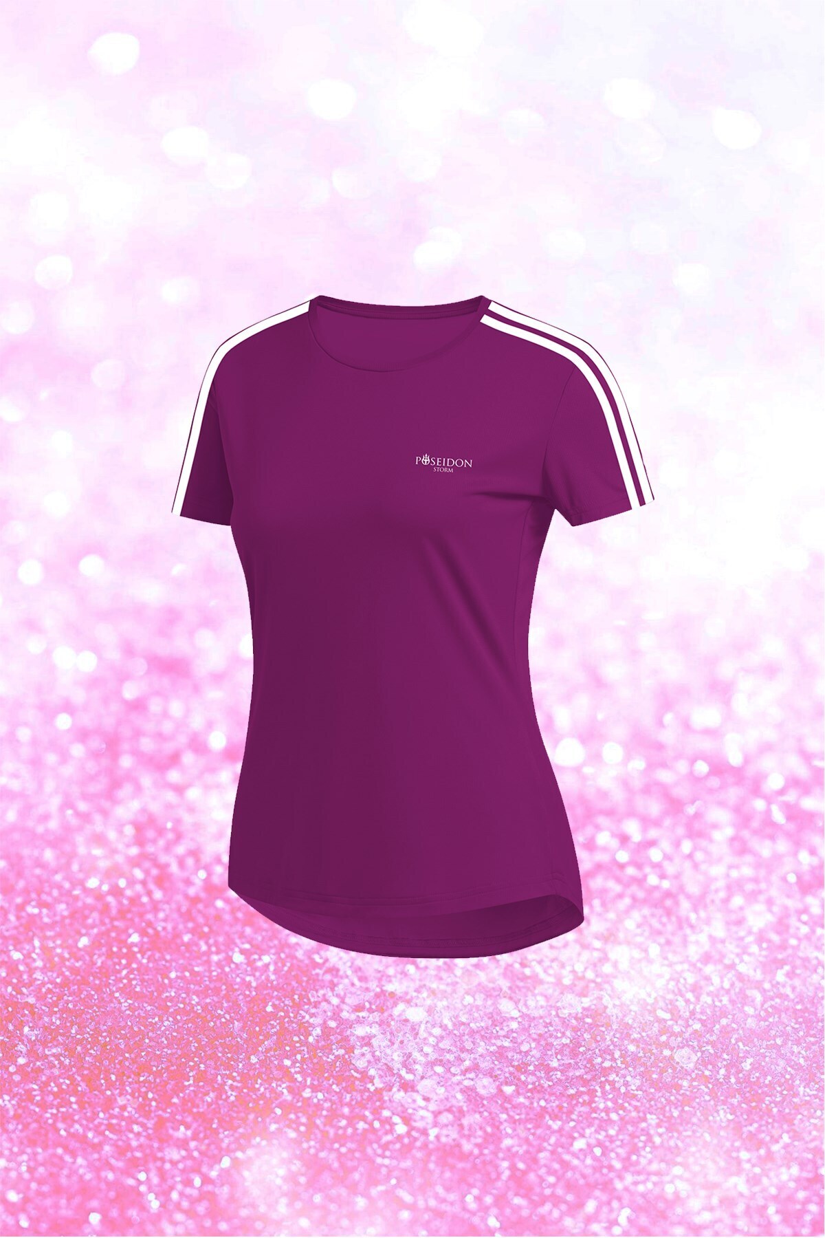 پوزایدون استورم تی‌شرت آستین کوتاه زنانه طرح Dri-Fit از جنس پارچه بنفش، یقه گرد، سایز S-3XL