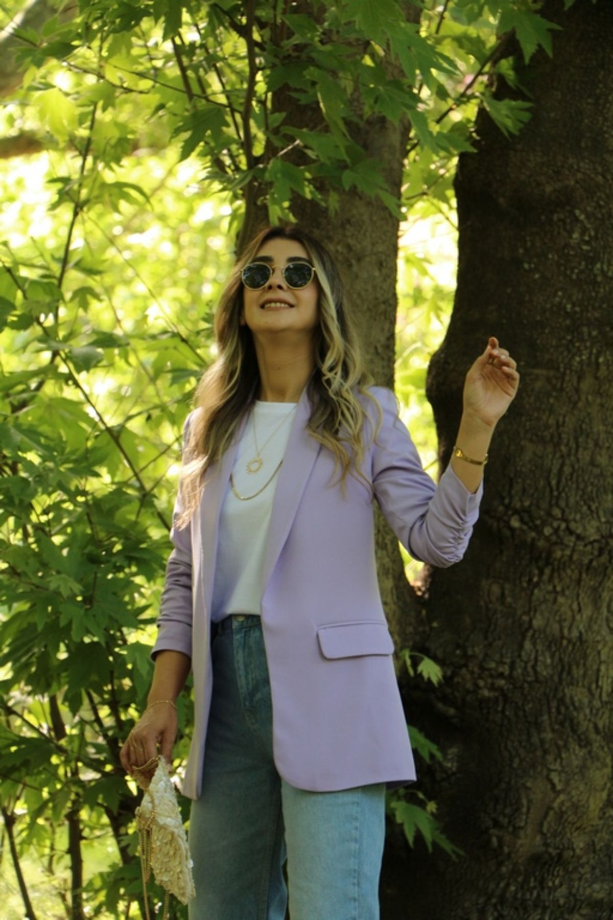 bytugcekaya-Lilac Sleeve Drawstring Detail Blazer 3