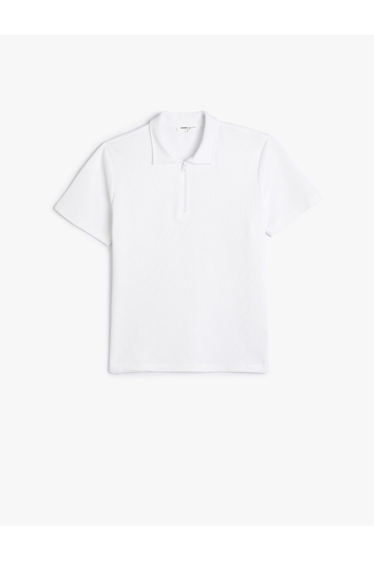 Koton T-shirt Polo Z Krótkim Rękawem I Zamkiem Błyskawicznym, Teksturowany Mężczyzna - 2XL