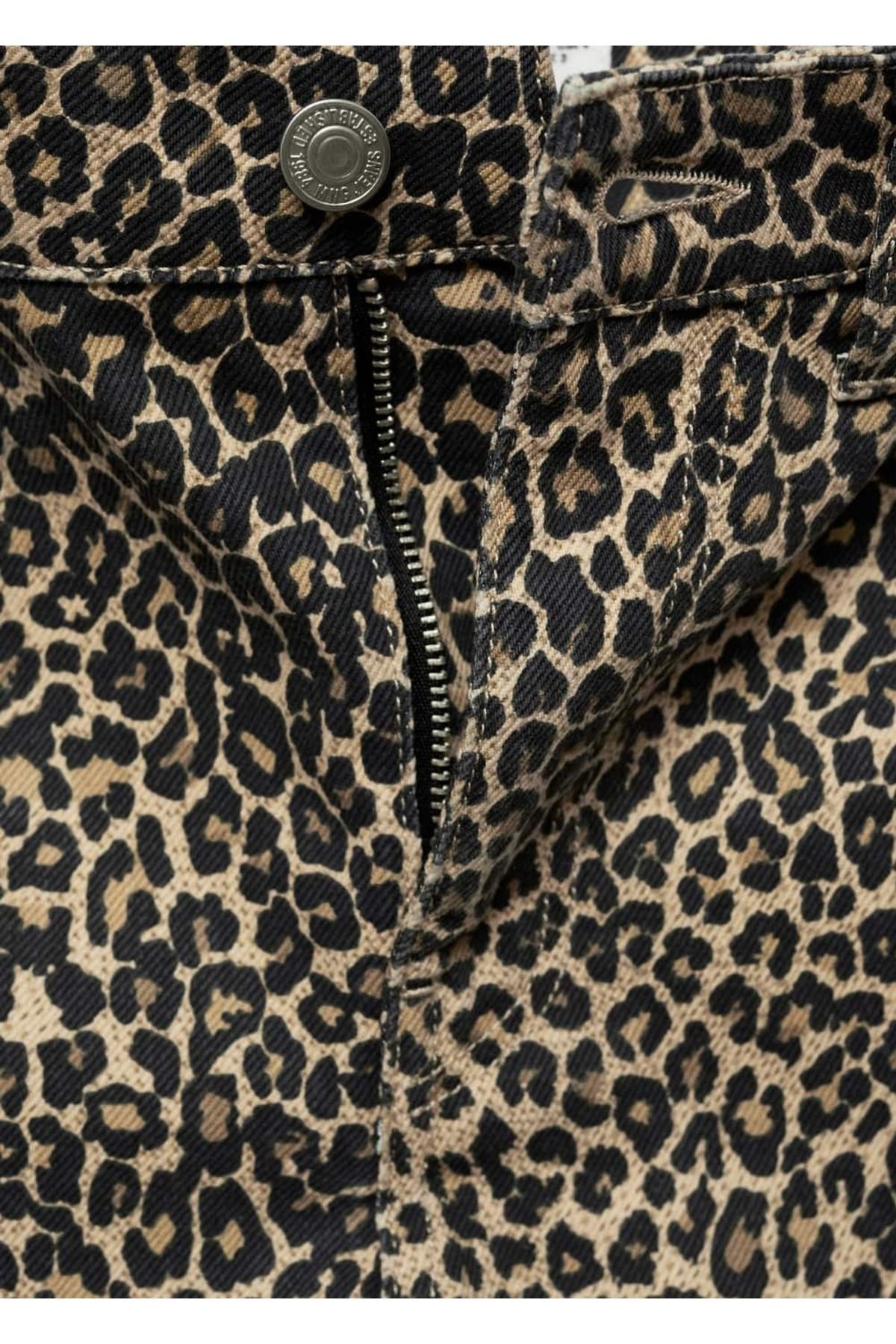 شلوار جین مستقیم MANGO Woman Leopard