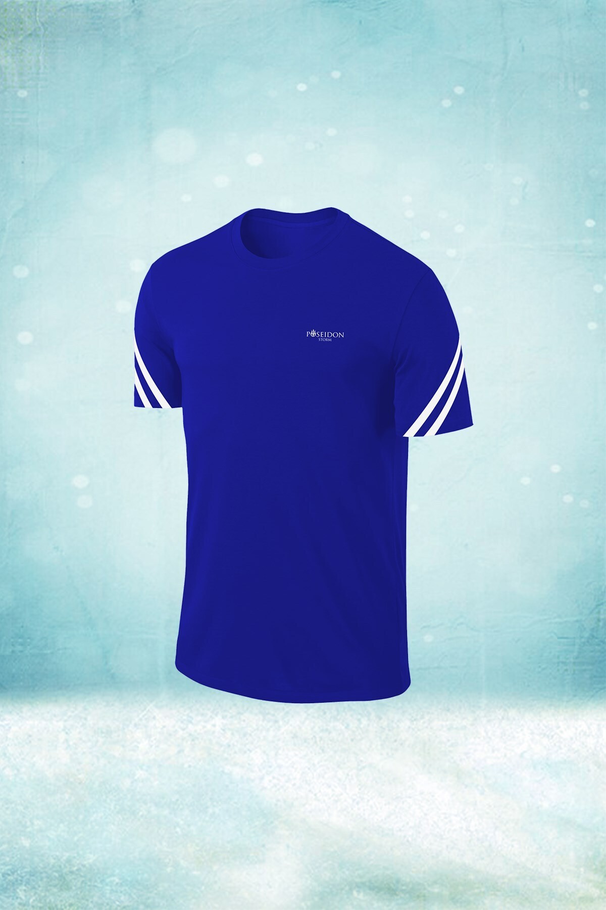 پوزایدون استورم تی‌شرت یقه گرد بدون چاپ پارچه‌ای آبی مردانه سایز بزرگ (4XL-10XL)