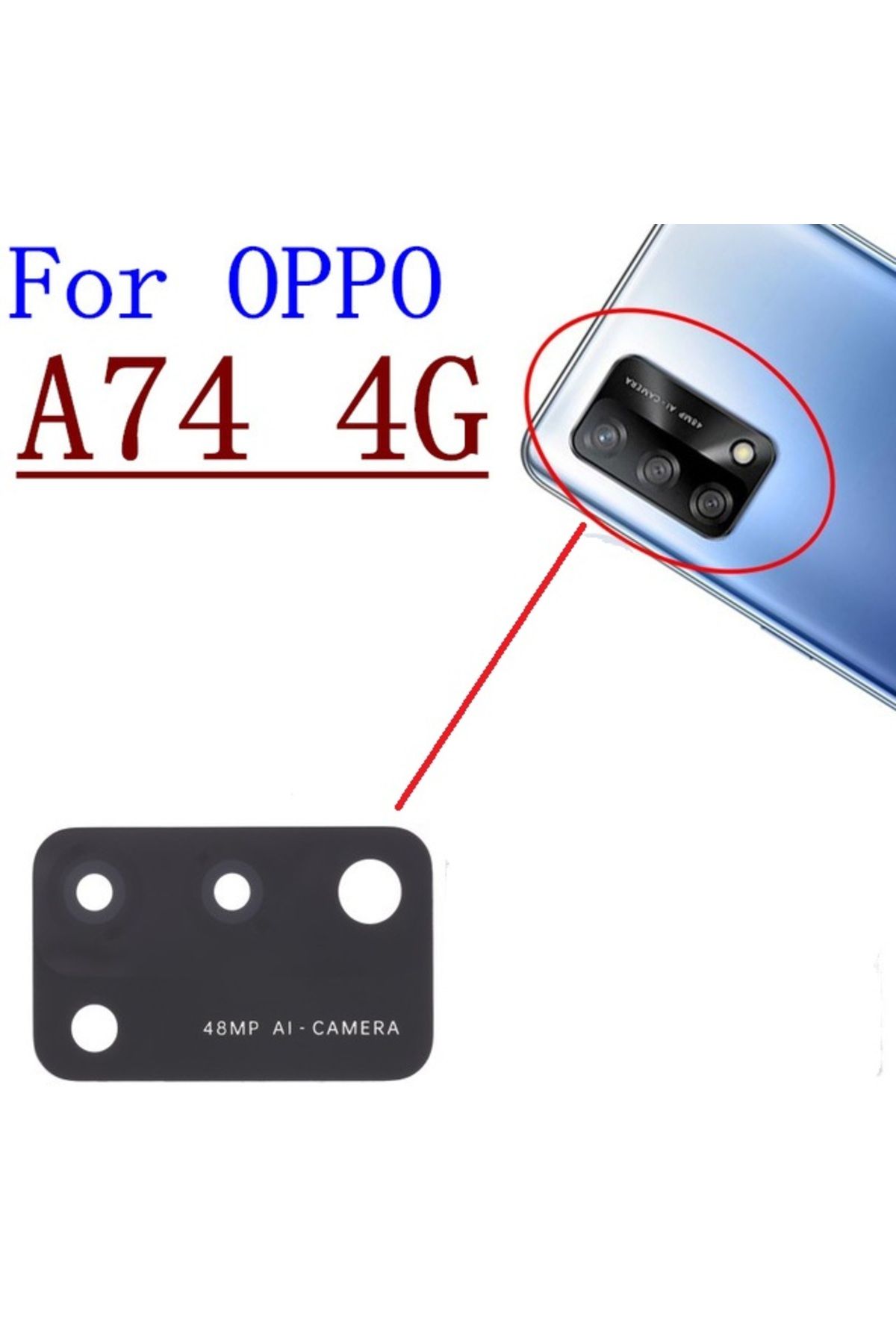 tkgz Oppo A74 Arka Kamera Camı Lens Yapışkanlı