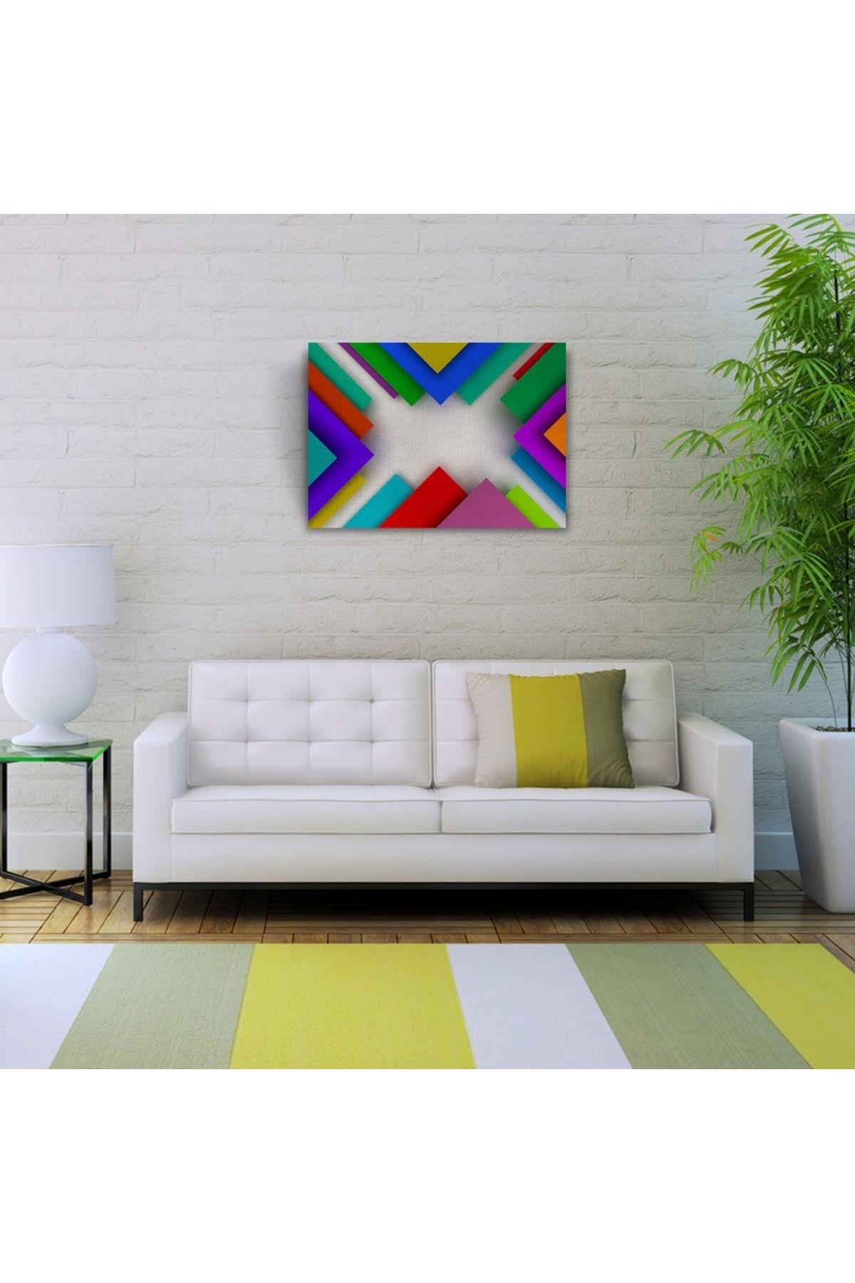 pazarella Renkli Üçgenler Kanvas Tablo 50 x 70