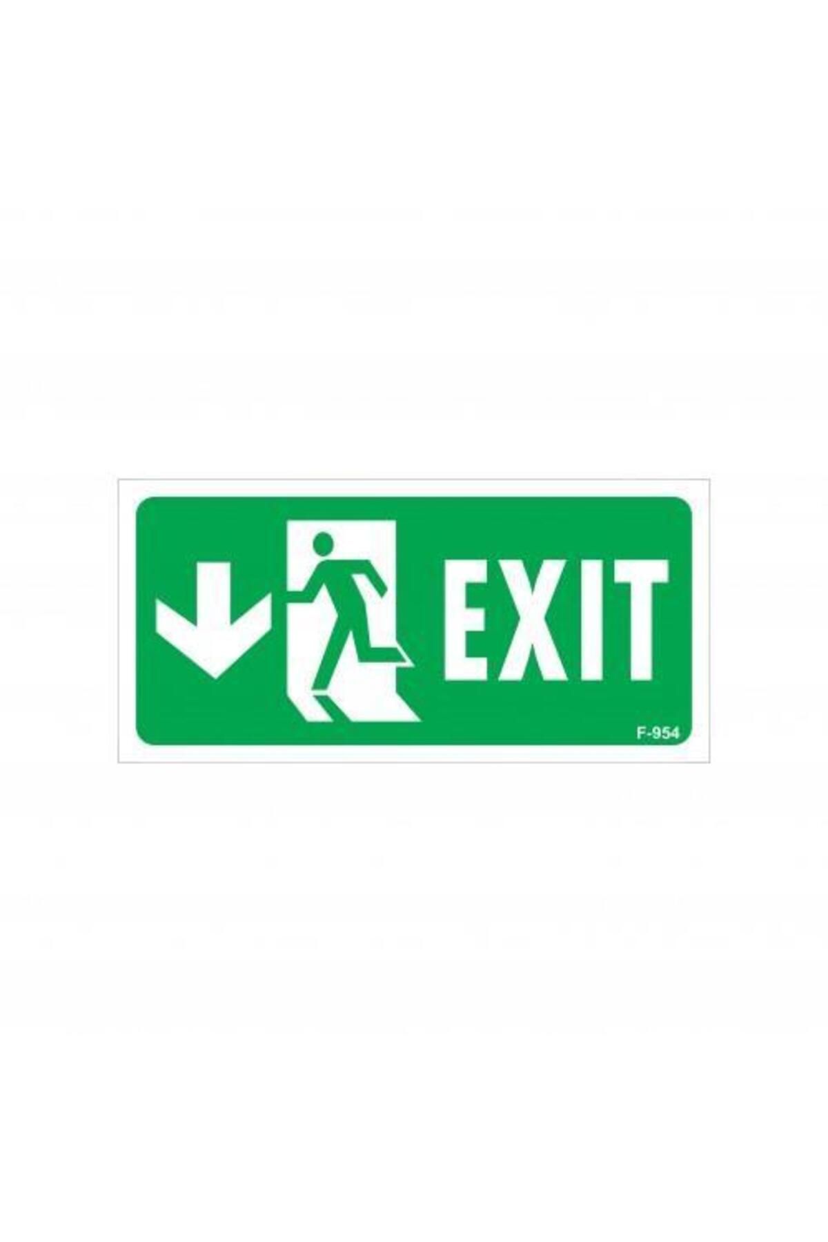 NLB TİCARET Exit Aşağı Sol Ok İşaretli Uyarı Levhası 17,5x25 KOD:954