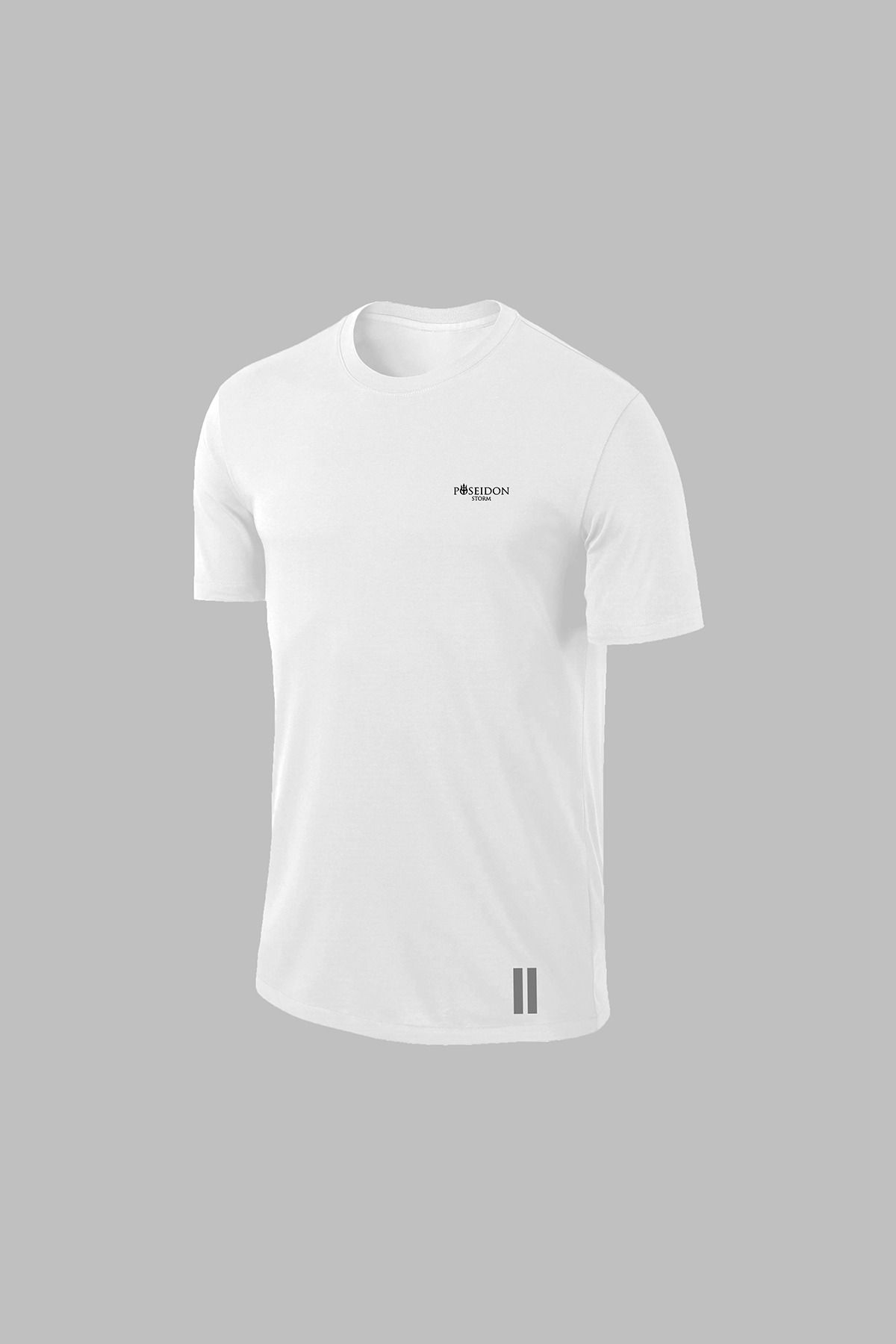 POSEIDON STORM-Мъжки комплект от бяла тениска и шорти Dri-Fit - голям размер, кръгло деколте, къс ръкав (4XL-10XL) 2