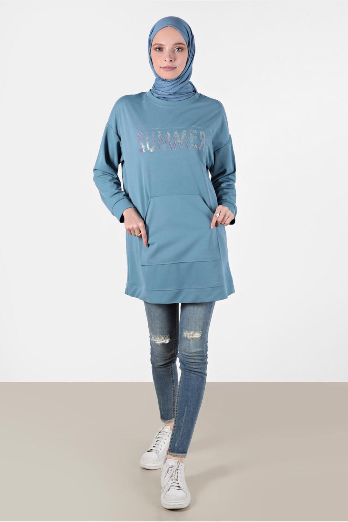 تونیک لباس ورزشی چاپی متنی 42740 Alvina