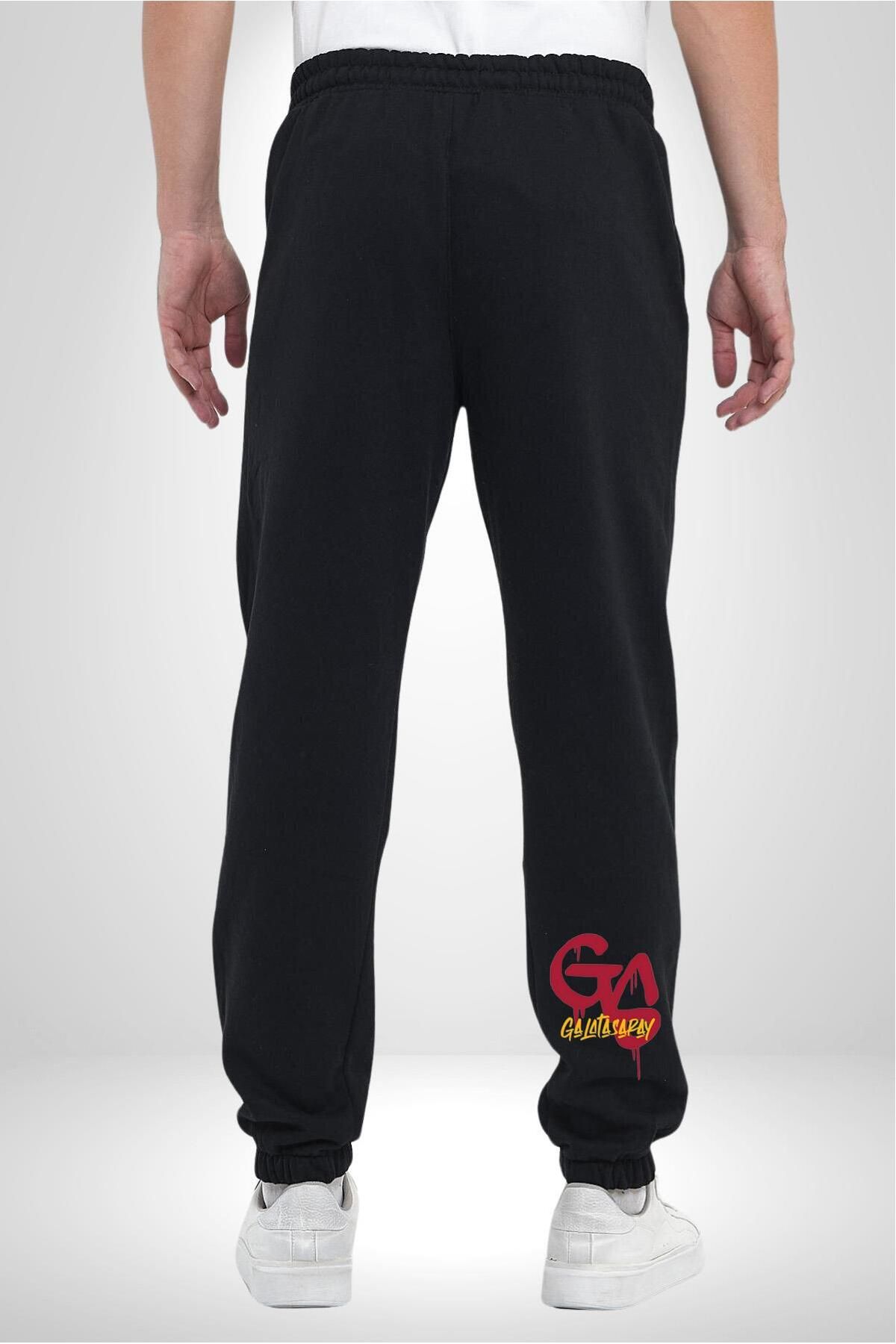 Angemiel-Men's Printed Black Sweatpants - Yellow Red Gs 3 Thread 6