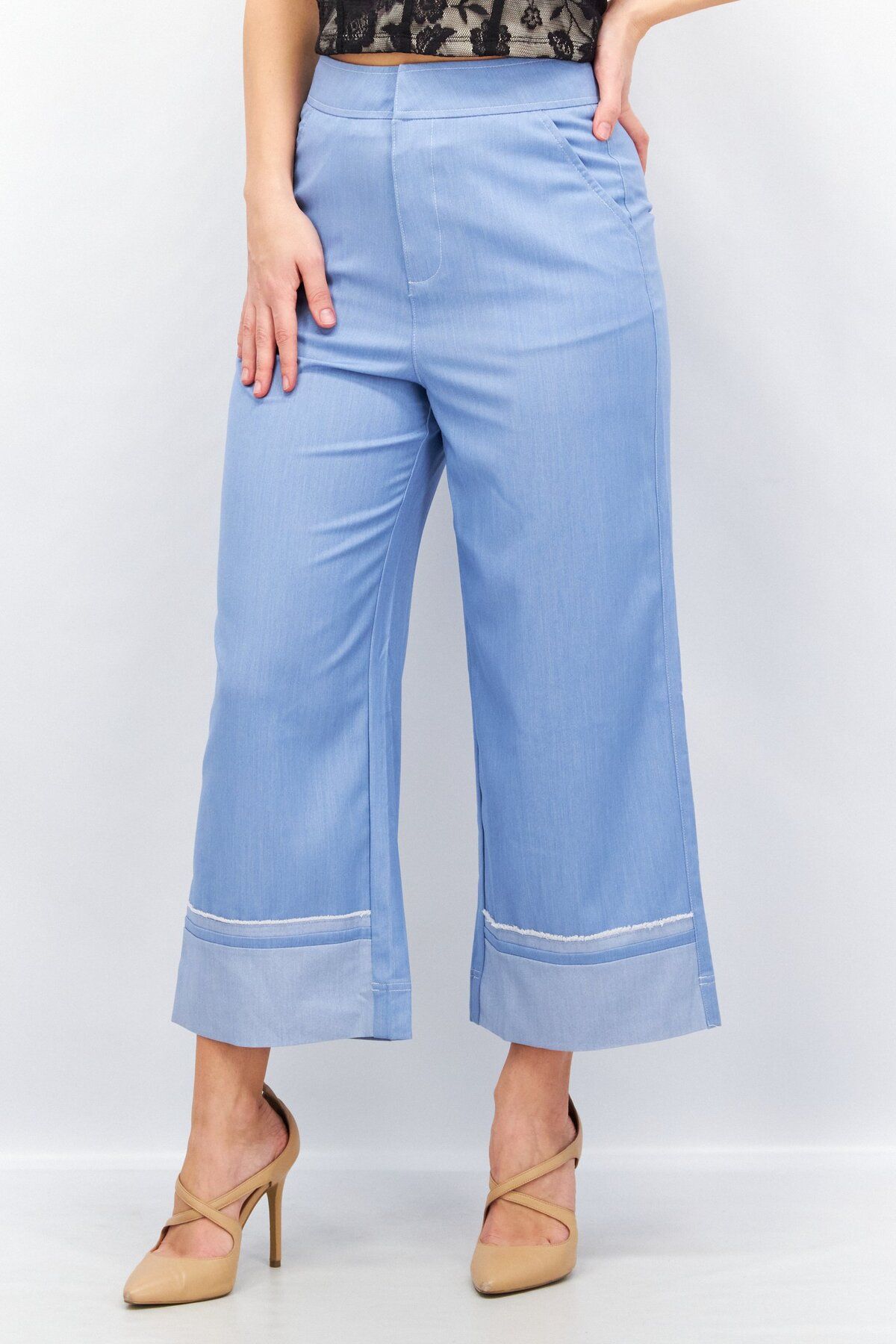 Vero Moda-Women Regular Fit Plain Pants, Blue 1