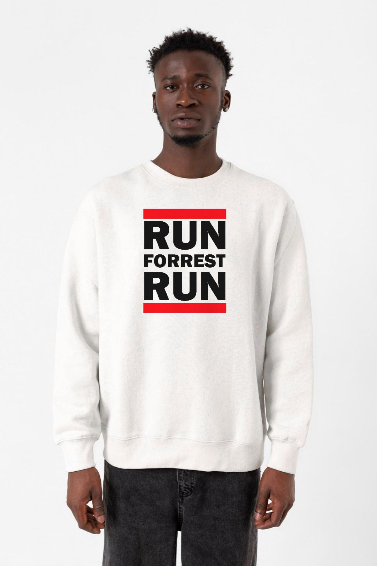 Tshirthane-Forrest Gump Run Forrest Run Λευκό ανδρικό φούτερ 2ip 1