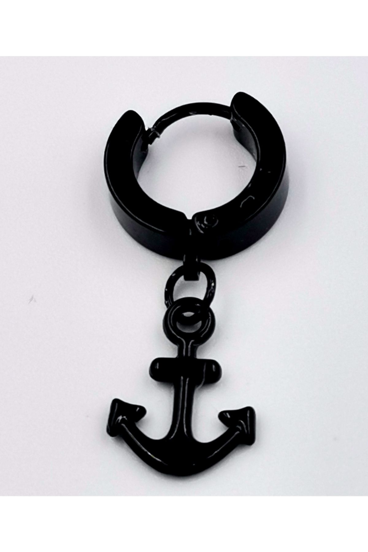 Monalisa Home-Unisex Black Earrings with Steel Sea Anchor Figure 1