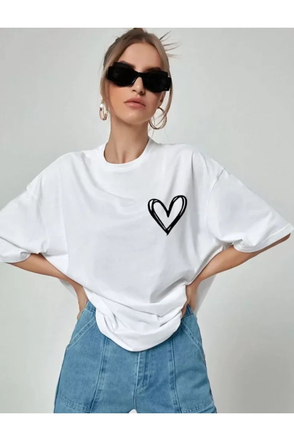 Asap Unisex Baskılı Oversize T-Shirt - Beyaz