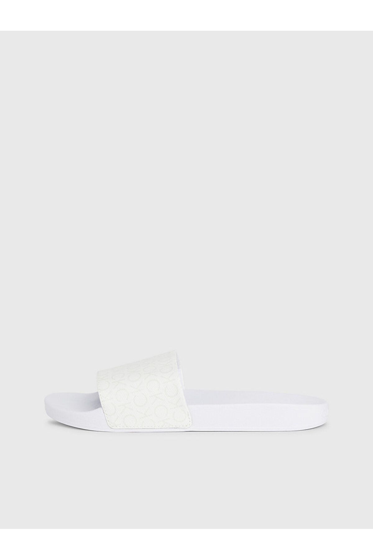 دمپایی سفید زنانه اسلاید استخر Epi Mono اورجینال Calvin Klein