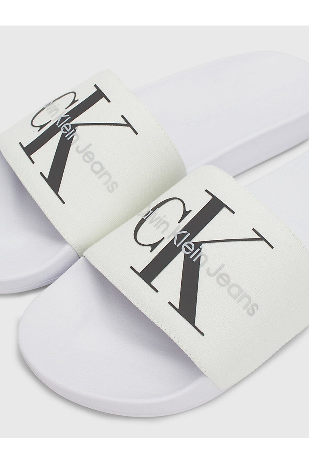 دمپایی سفید مردانه شرکت مونوگرام اسلاید اورجینال Calvin Klein