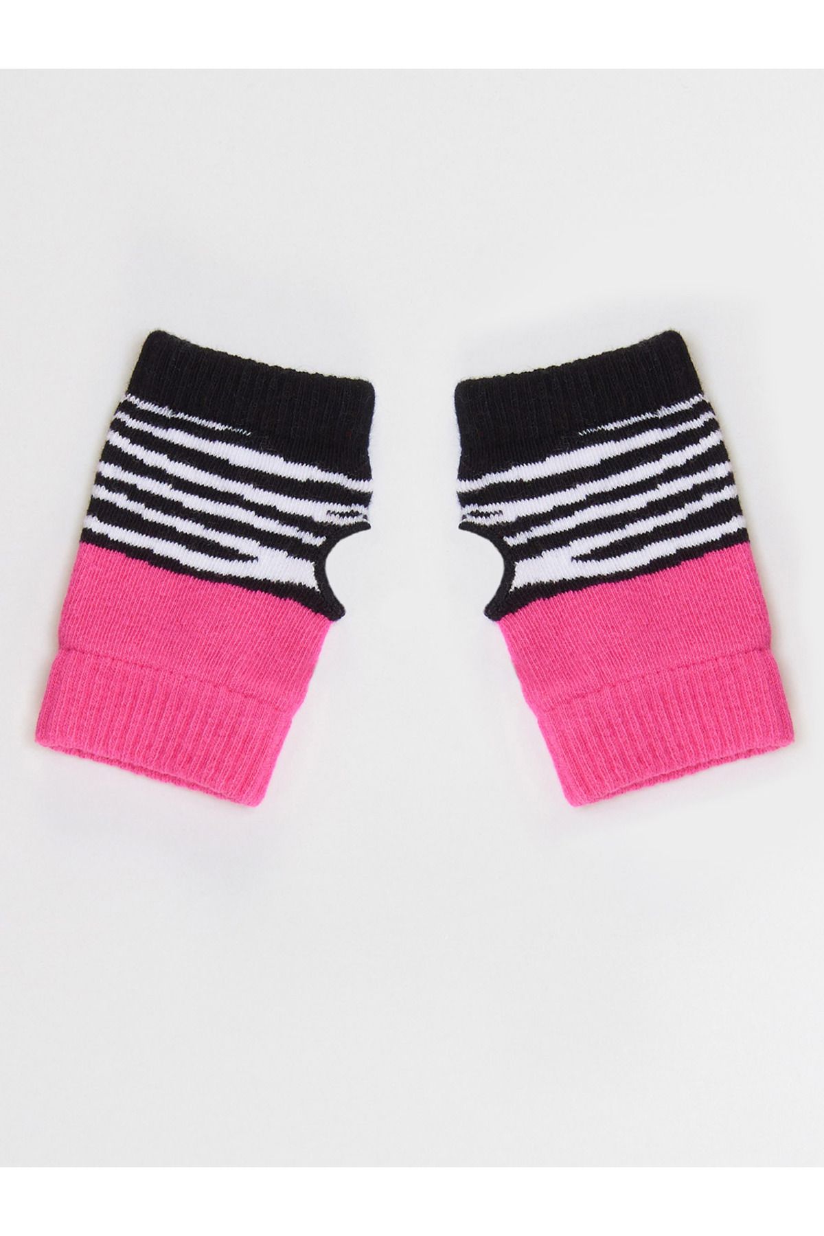 Denokids-Fingerlose Handschuhe in Rosa und Schwarz für Mädchen von Zebra 3