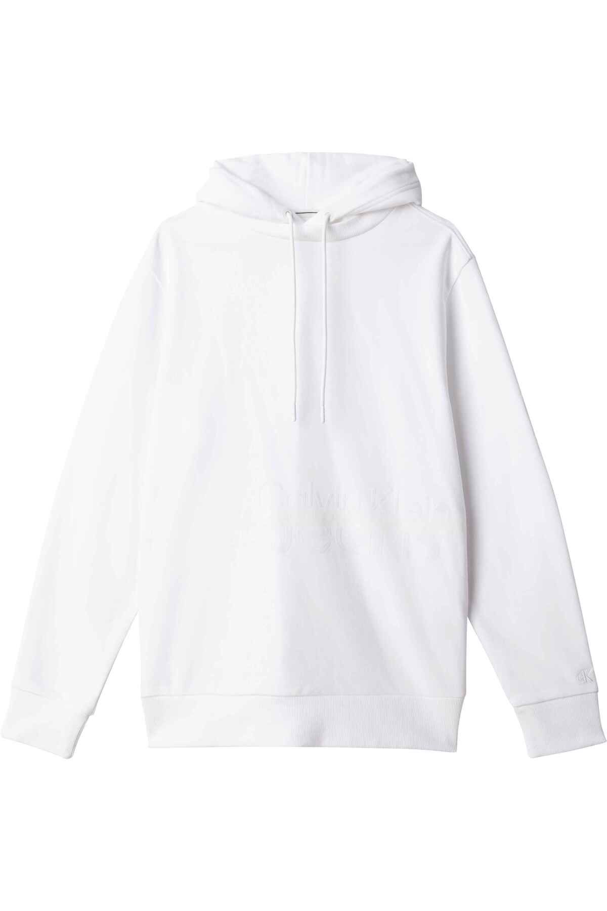 سویشرت سفید مردانه هود آرم لاک مختل شده Calvin Klein