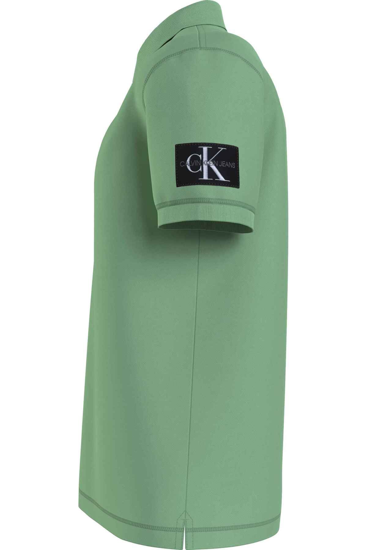 تی شرت یقه پولو سبز مردانه نشان مد مونولوگ Calvin Klein