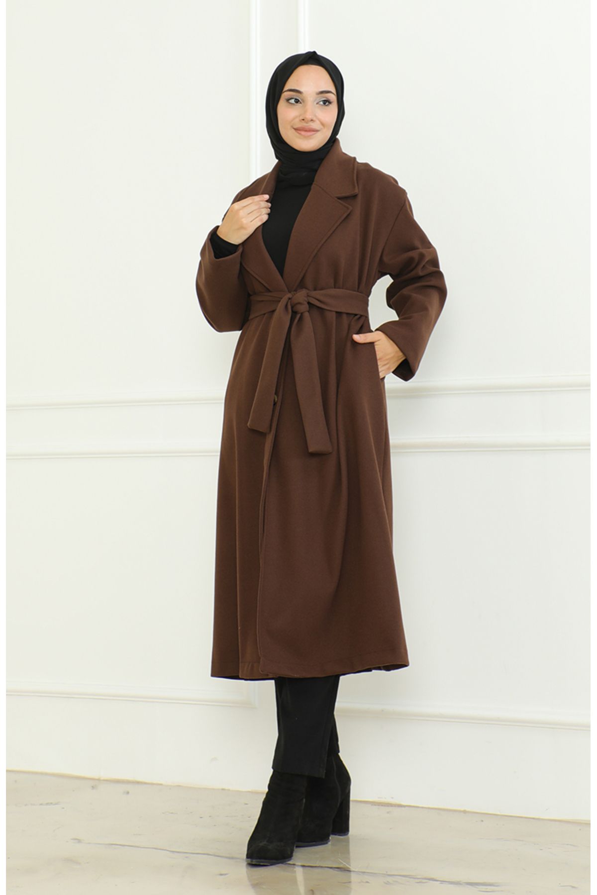sefamerve-Brown Large Size Single Button Double Breasted Cap - 712510 -01 2