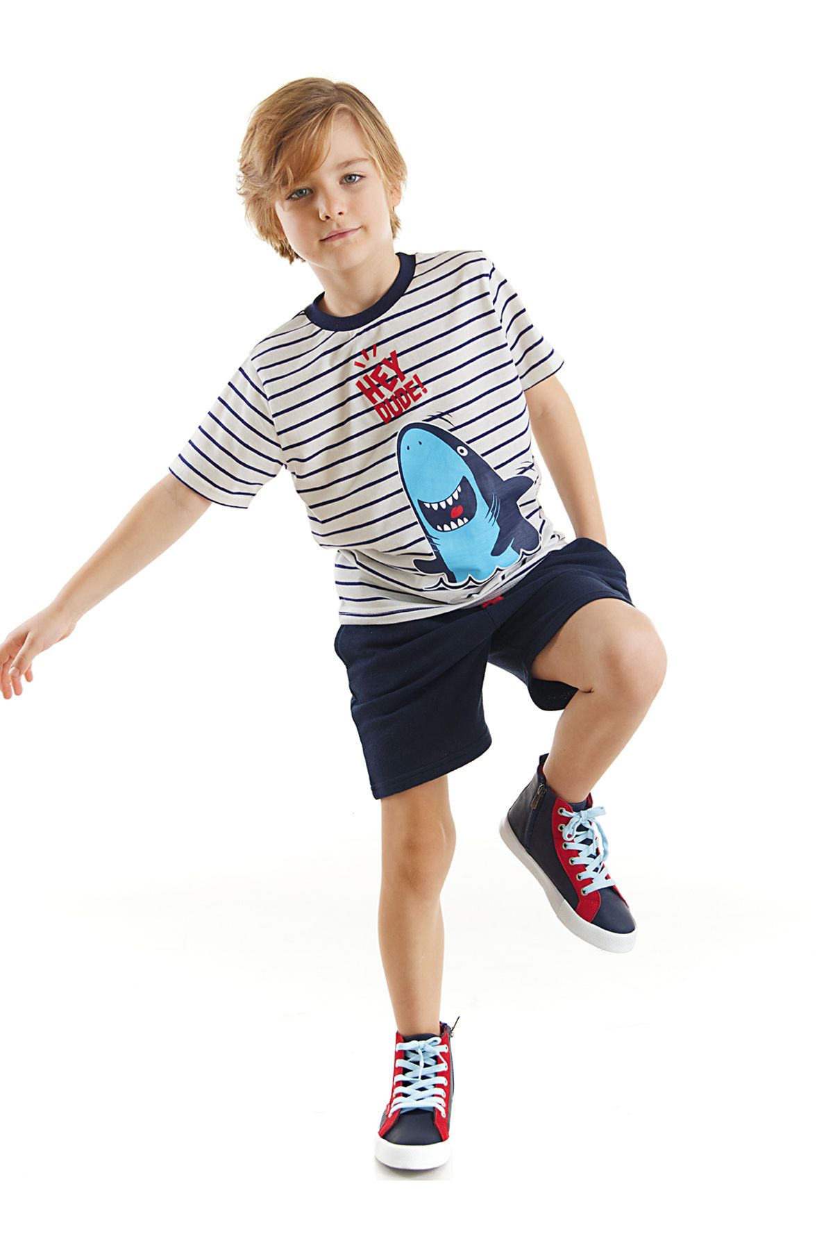 Denokids-Dude Shark Boy T-Shirt-Shorts-Set 1