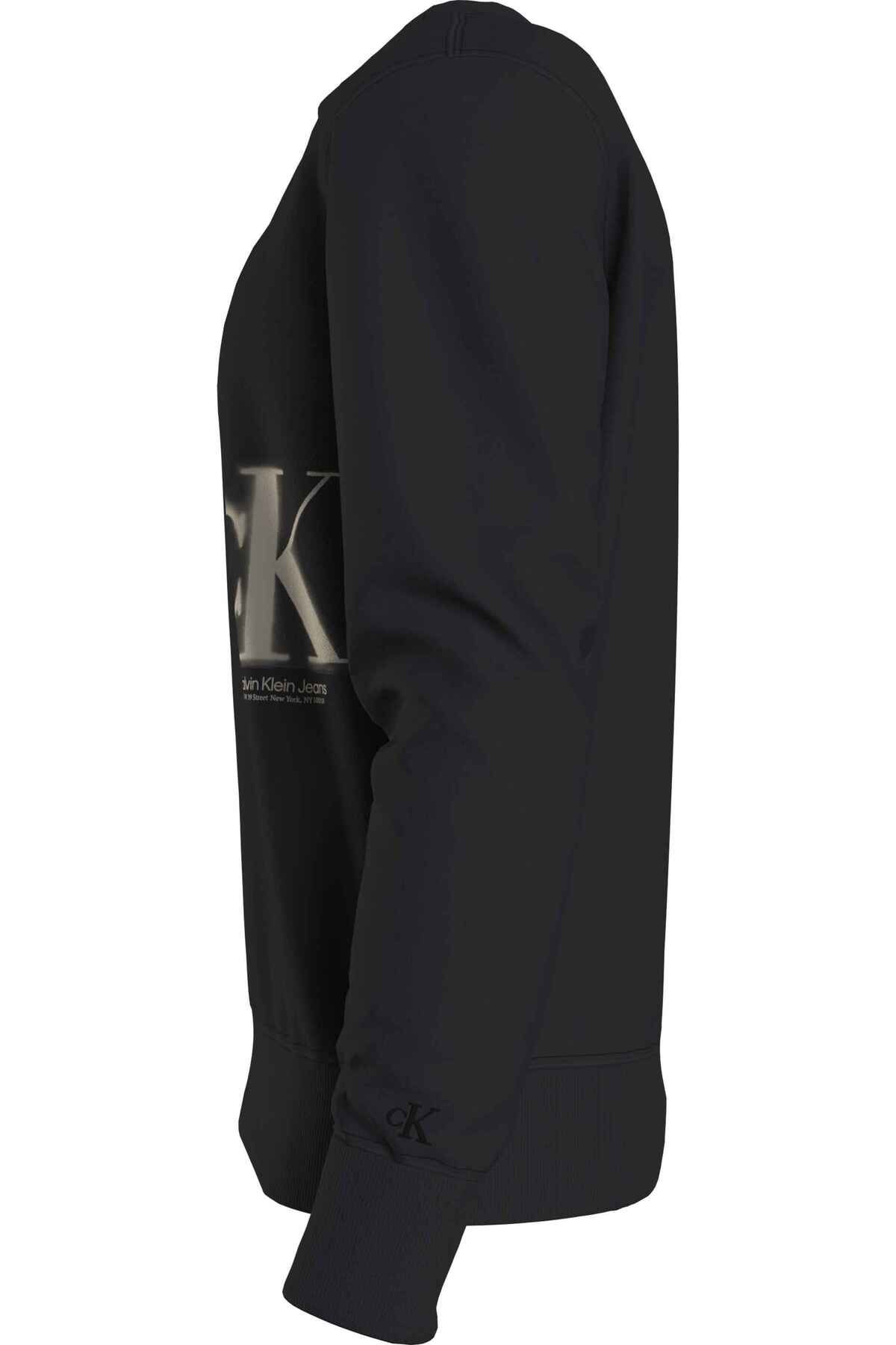 سویشرت مشکی مردانه گردن خدمه اسپری CK اورجینال Calvin Klein