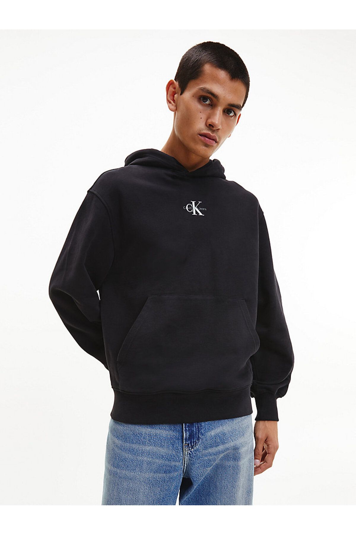 سویشرت مشکی مردانه میکرو مونولوگ هود اورجینال Calvin Klein