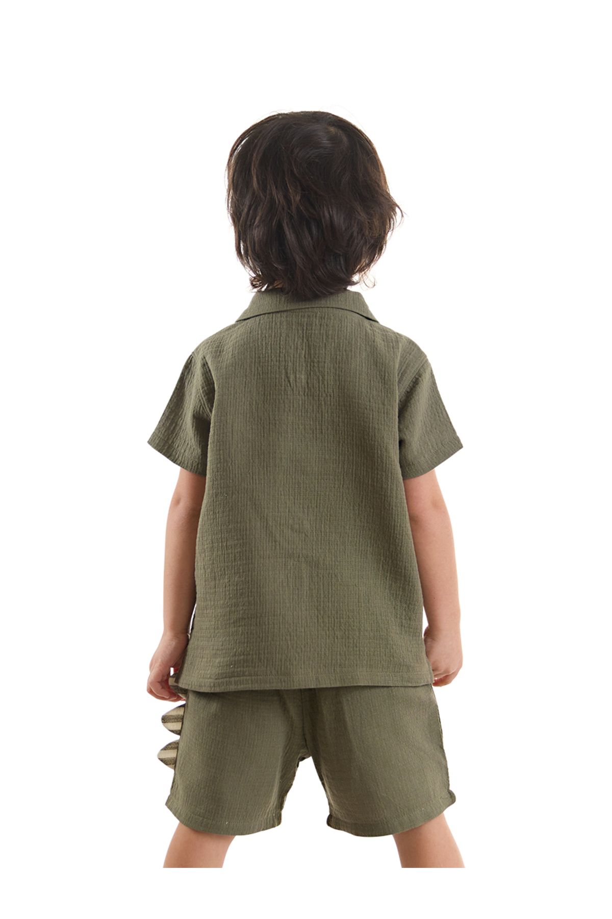 Denokids-Baby Boy Dino Muslin Shorts and Shirt Set 2