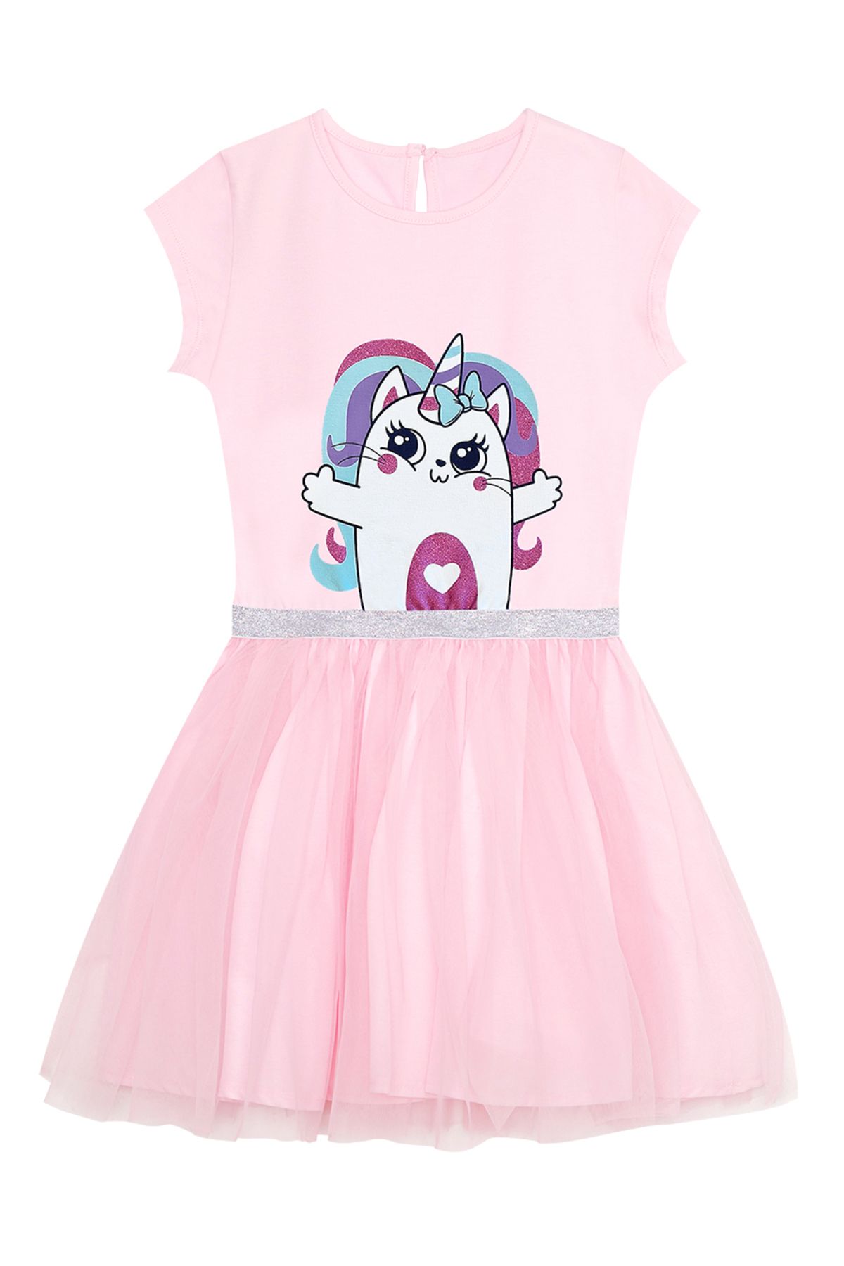 Denokids-Rosa Tüll-Abendkleid für Mädchen mit Einhornmotiv 3