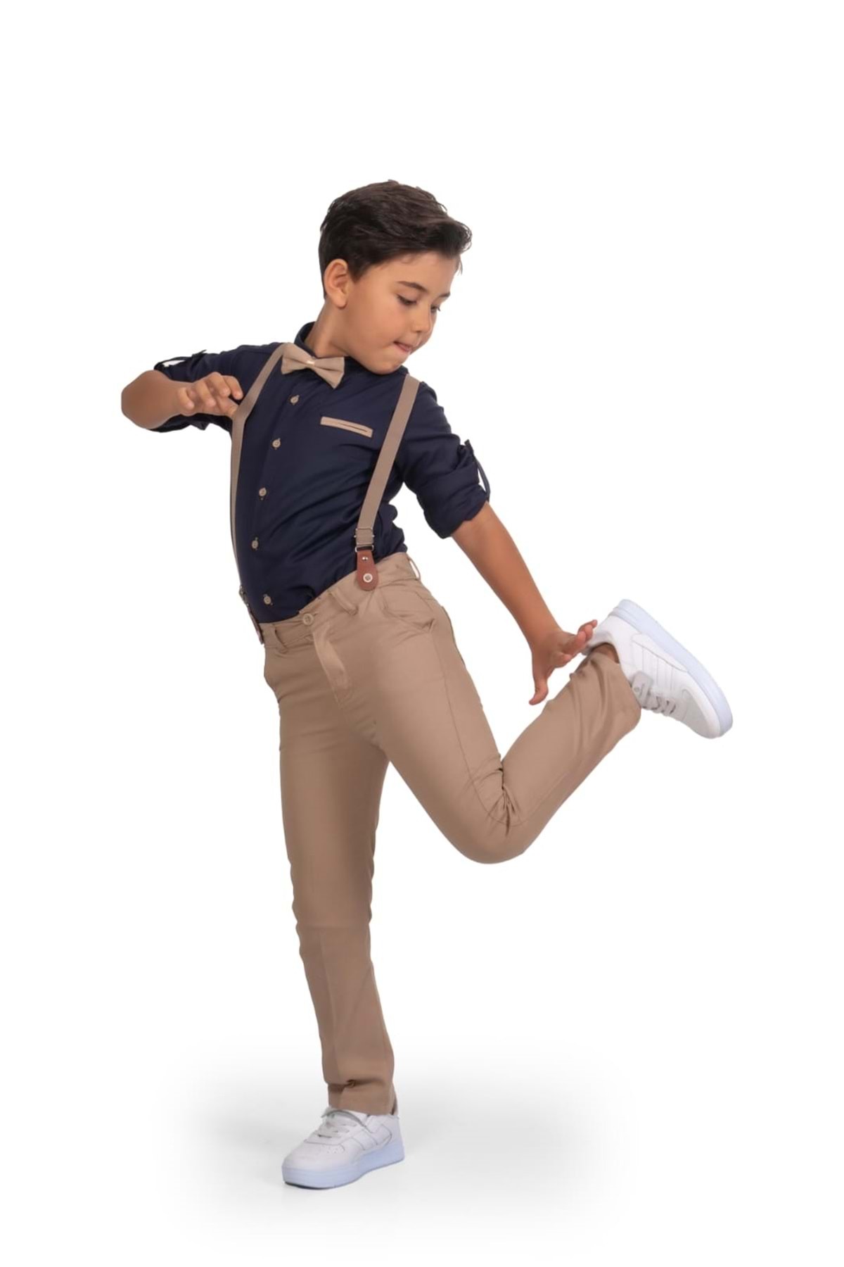 Mnk Baby&Kids Oxford Gömlek Uzun Pantolon Erkek Çocuk Takımı MNK0302 LACİVERT fotoğrafı 2 (önizleme)