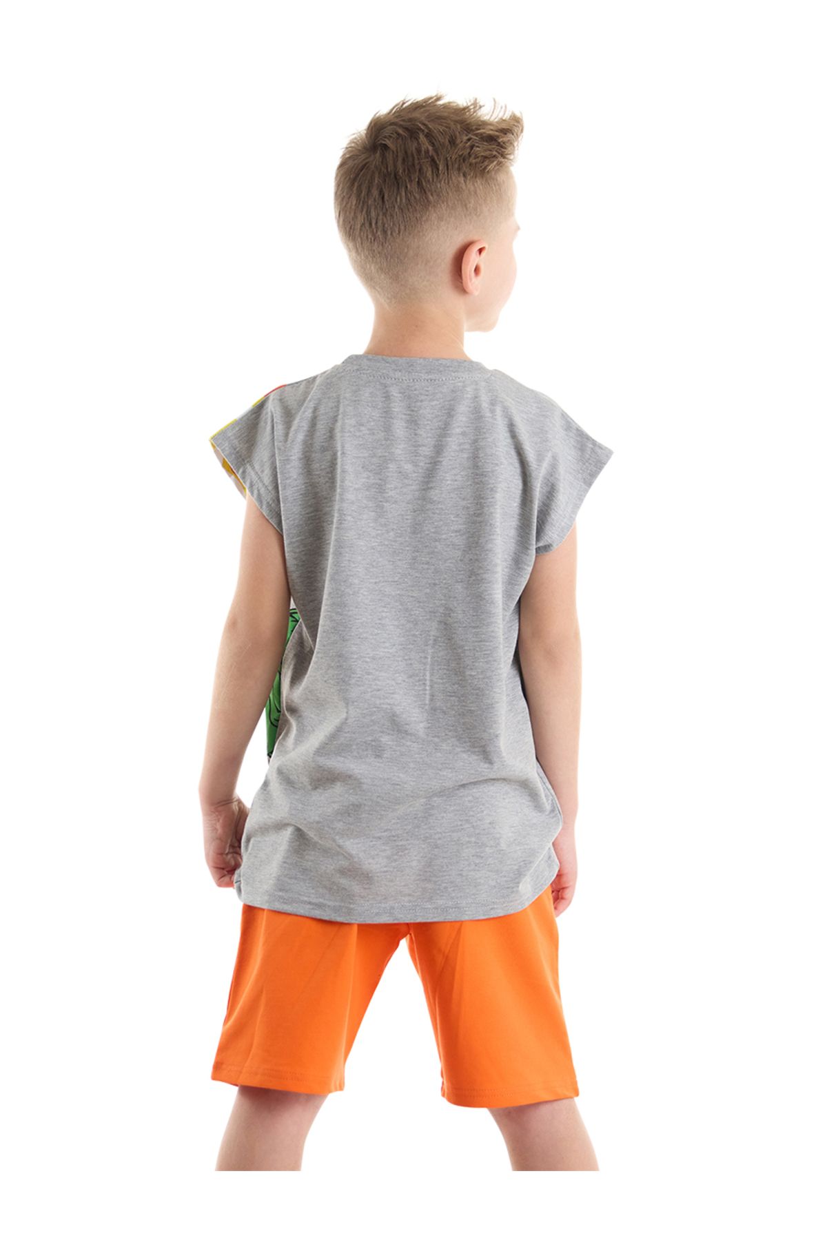 MSHB&G-Letni zestaw T-shirt i spodenki dla chłopca bez rękawów – T-Rex Flame 2
