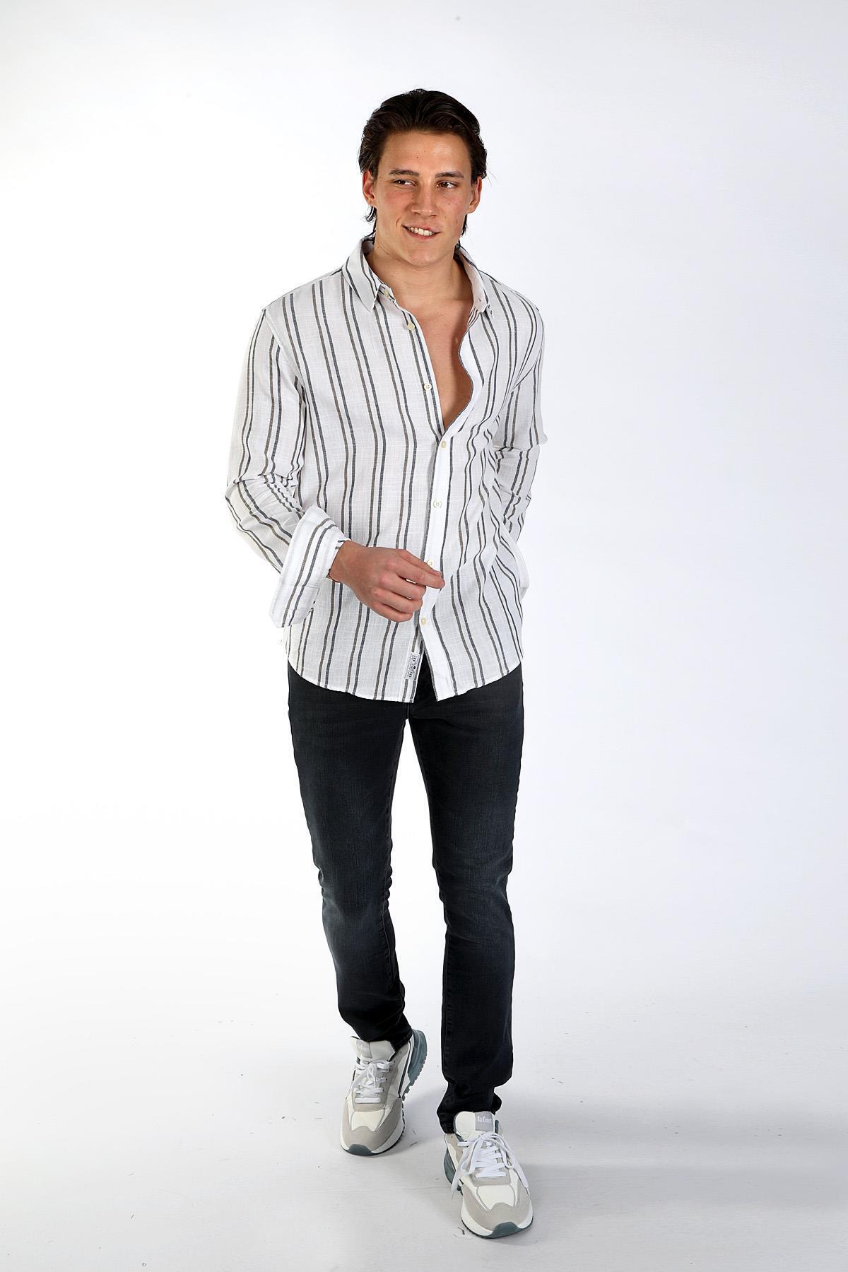 پیراهن بافتنی مردانه Jacob رنگ زمردی-آبی لی کوپر پیراهن Lee Cooper