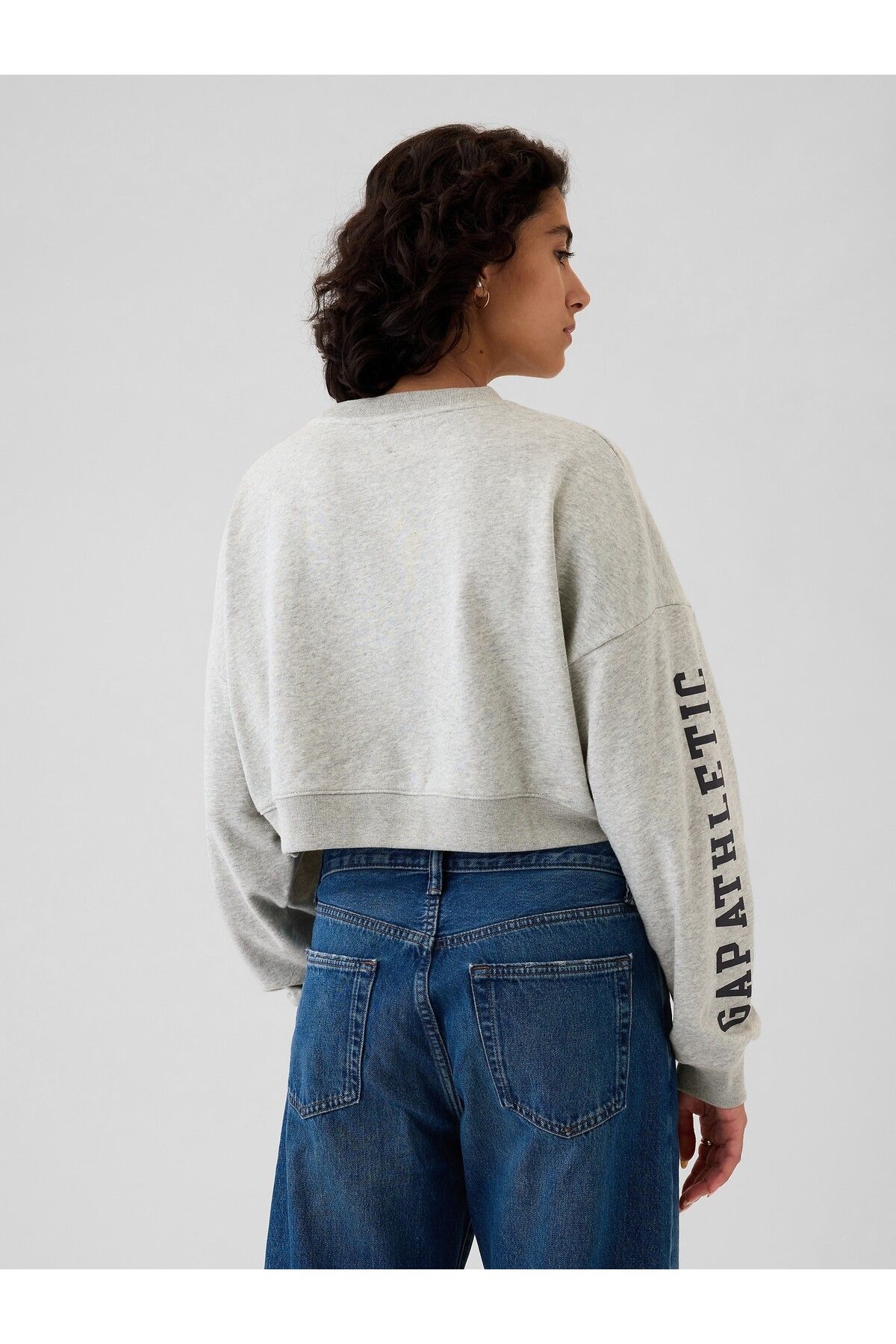 GAP Kad n Gri Gap Logo Vintage Soft Crop Sweatshirt Kad n Giyim