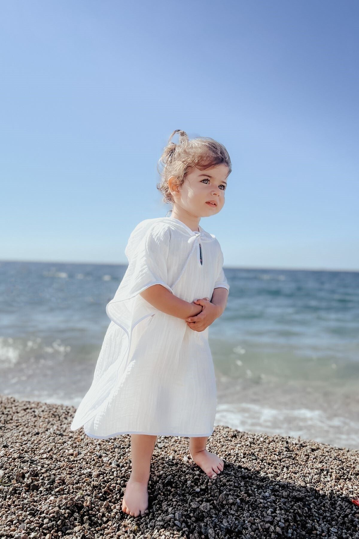 Bedeca %100 Organik Pamuk Müslin Panço - Kız Erkek Bebek Çocuk Panço, Plaj Pançosu, Bornoz fotoğrafı 7 (önizleme)