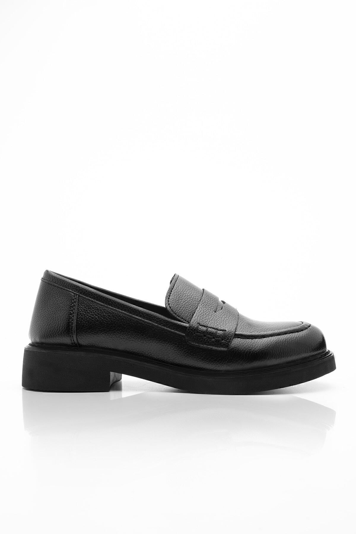 Kadın Loafer Günlük Klasik Ayakkabı Casual Makosen Fonle siyah