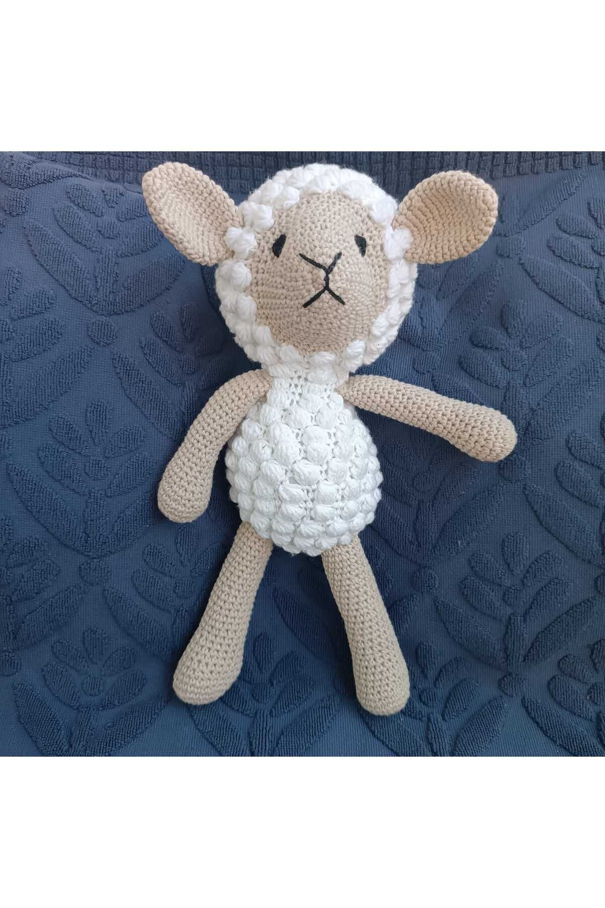 Peluş Kuzu Amigurumi 30 cm Organik İplik Sağlıklı Uyku Arkadaşı Hediye Oyuncak