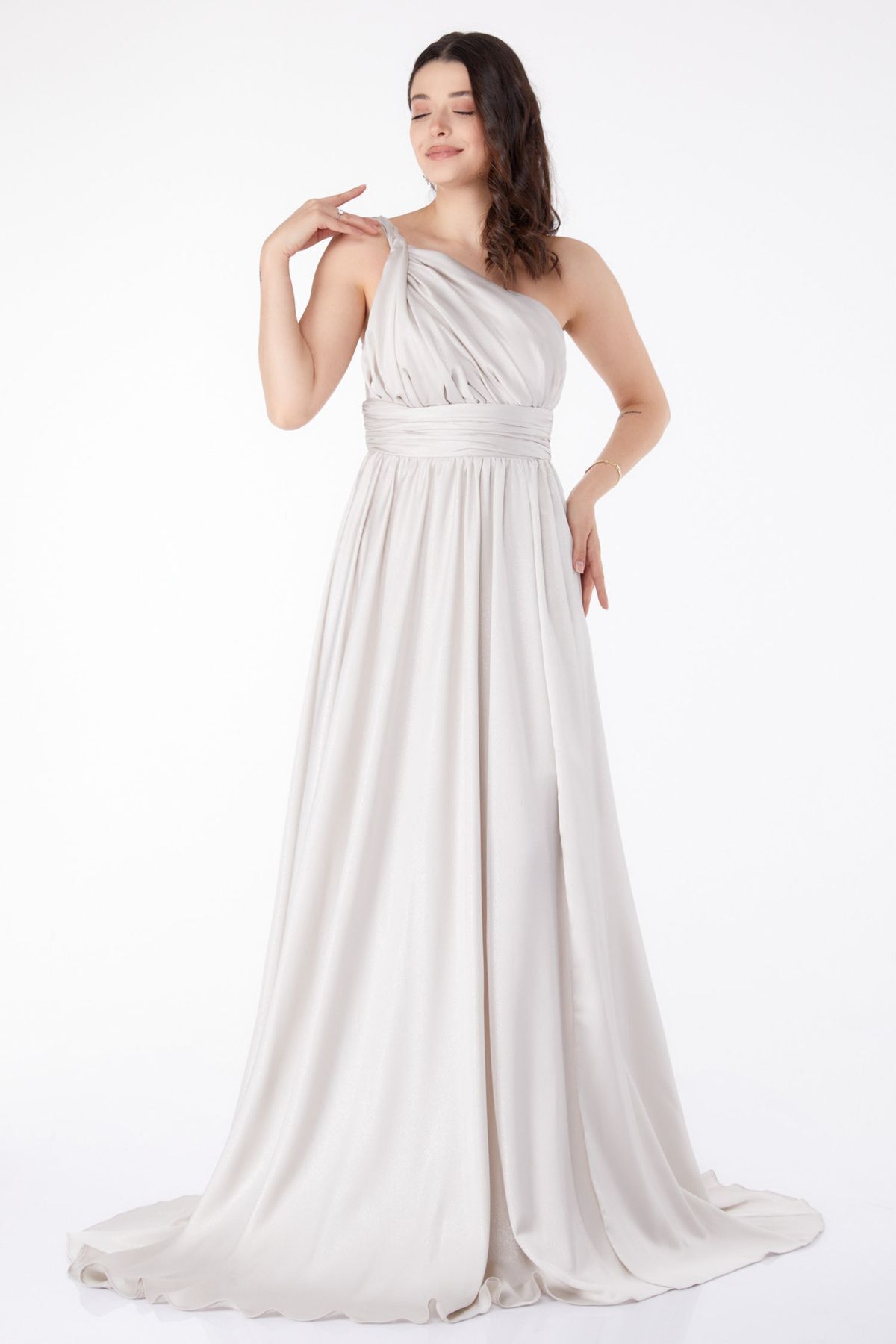 TOFİSA-Weißes, glitzerndes, ärmelloses, gerades, mittellanges Abendkleid für Damen - 25460 3