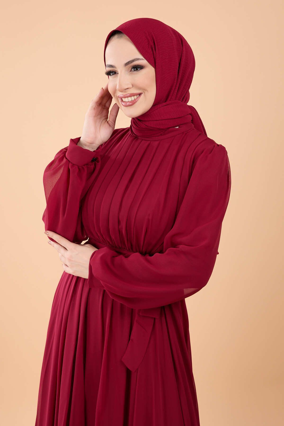 TOFİSA-23863-BORDO Rochie 5