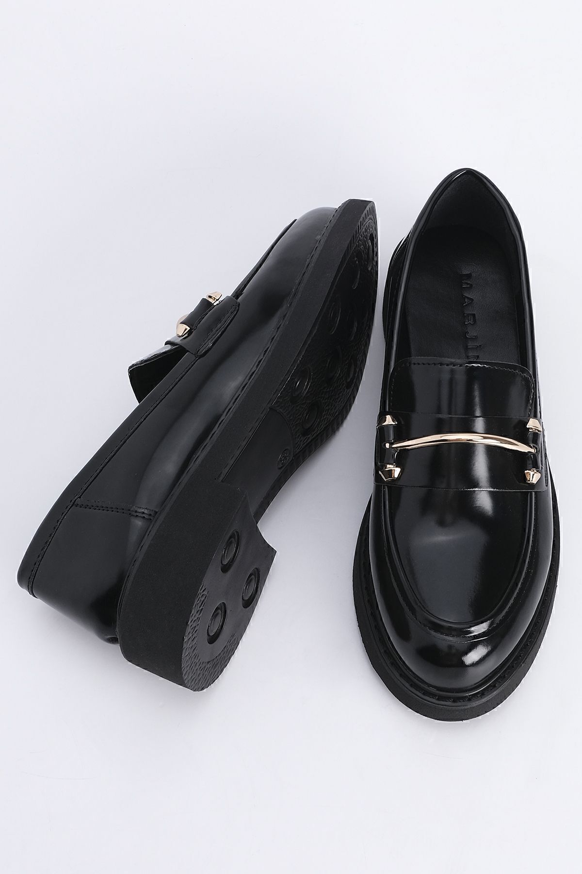 Kadın Loafer Makosen Casual Tokalı Günlük Ayakkabı Forye Siyah Açma