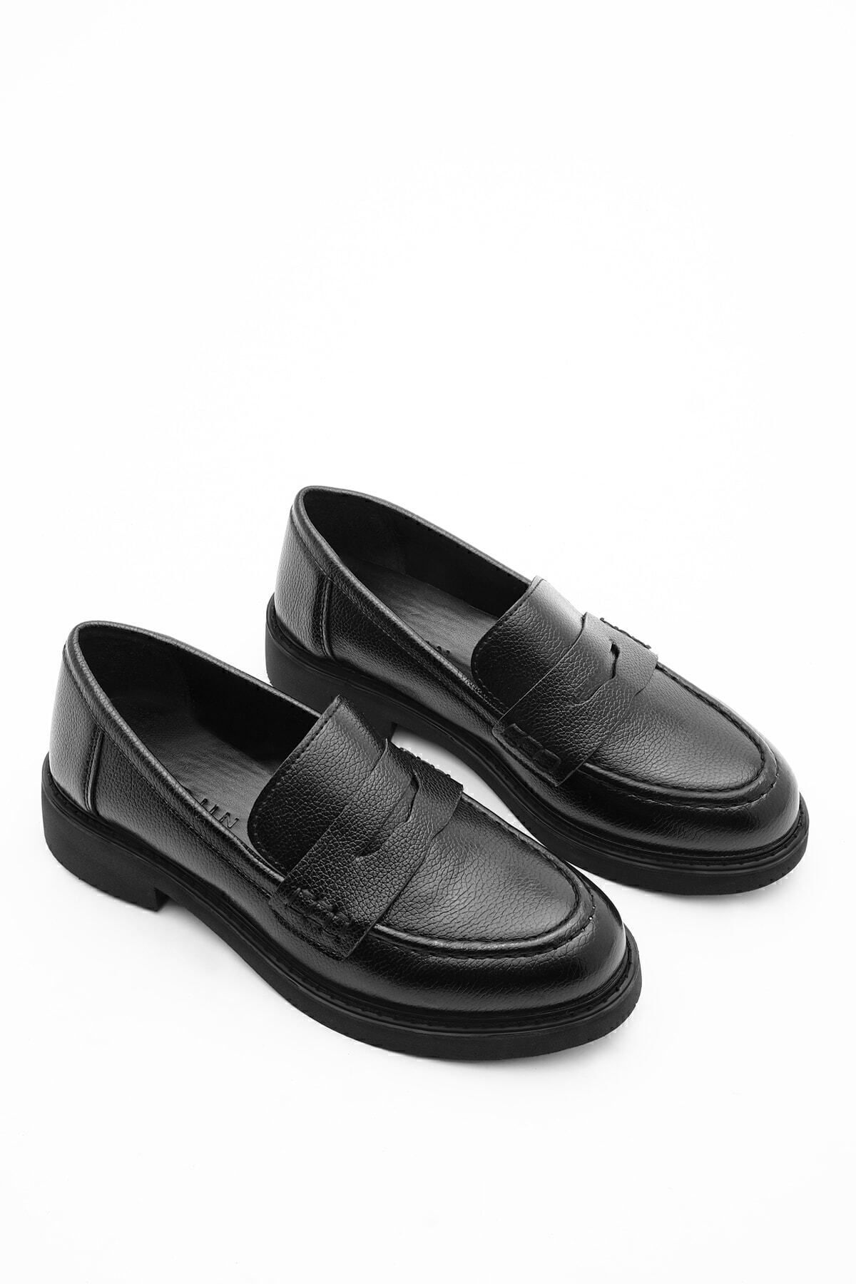 Kadın Loafer Günlük Klasik Ayakkabı Casual Makosen Fonle siyah