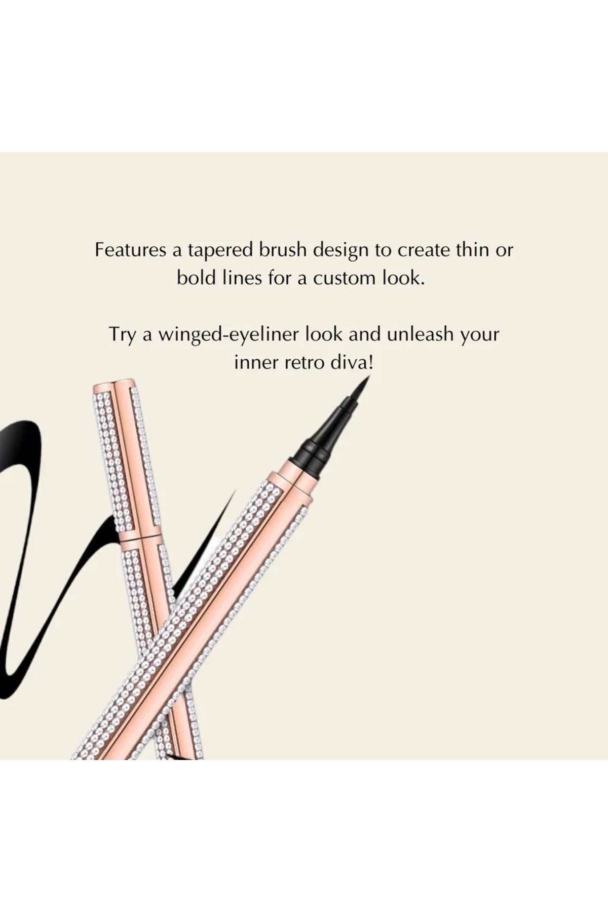 EDA LUXURY BEAUTY-Black Shiny Eye Makeup - Ultra Thin Felt Tip, Waterproof Liquid Eye Liner, Vegan Eye Makeup 5