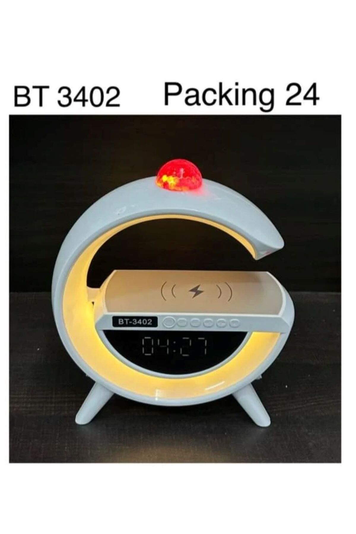 Led Işıklı Bluetooth Hoparlör Kablosuz Şarj Radyo Müzik Çalar Saatli Telefon Standı +Mini Disco Topu 8