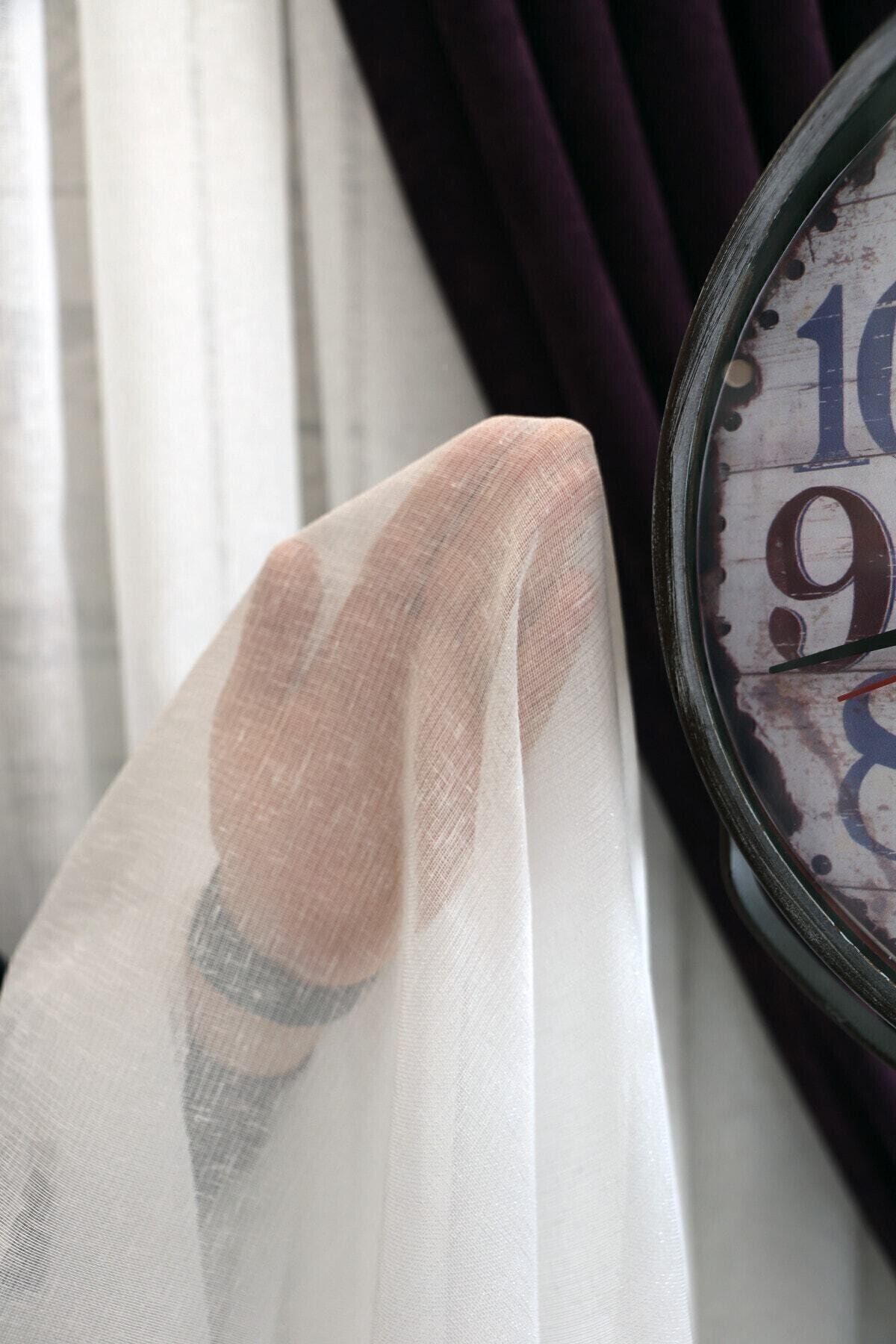 Taç Rüyaper Natürel Keten Tül Perde Ekru 1/2.5 Normal Pile