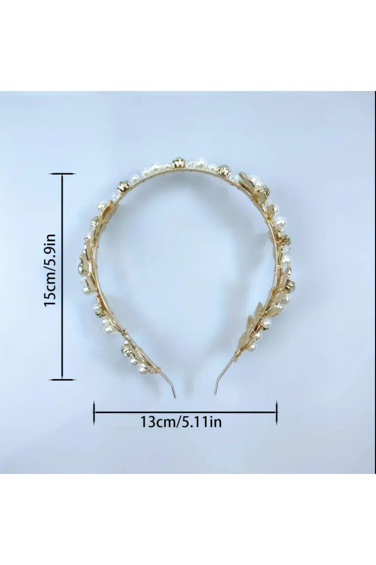 TEMU-Henna Wedding Bridal Crown Gold Pearl Vintage Leaf Pattern Hair Clip 3