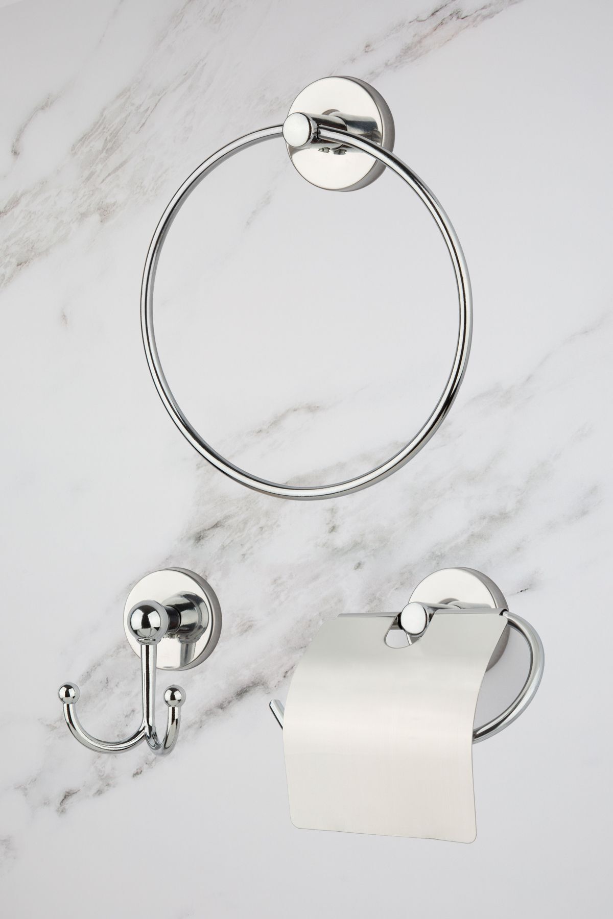 UG Home Suport Pentru Prosoape Cu Inel Cromat Suport Pentru Șervețele De Toaletă Cu Capac Lat Suport Pentru Halate De Baie Set De Accesorii Pentru