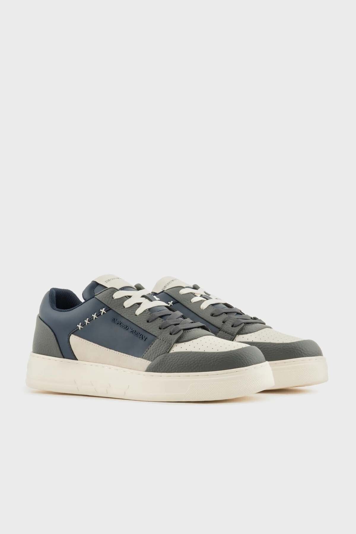 کفش کتانی چرم اصل با لوگو کفش مردانه X4X657 XR101 T848 Emporio Armani