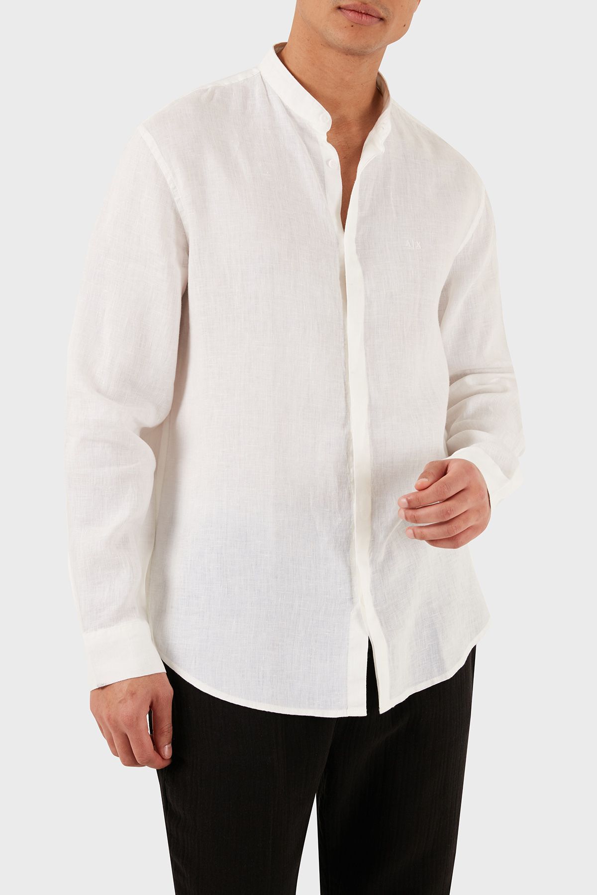 پیراهن / بلوز دکمه دار سفید مردانه کتانی لباس به طور منظم 8NZC66 ZNCFZ 1100 Armani Exchange
