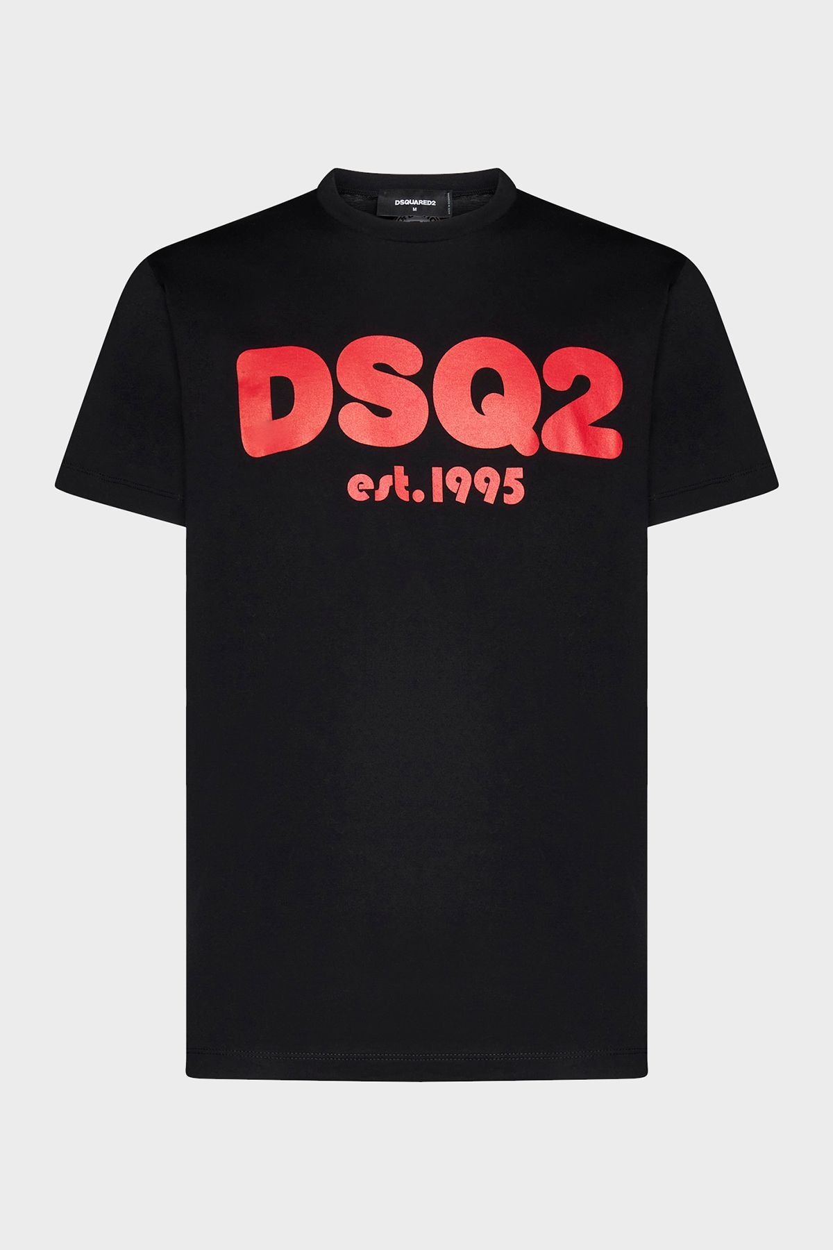 لوگو یقه خدمه نخی با تناسب معمولی تی شرت مردانه تی شرت S74GD1086 S23009 900 DSquared2