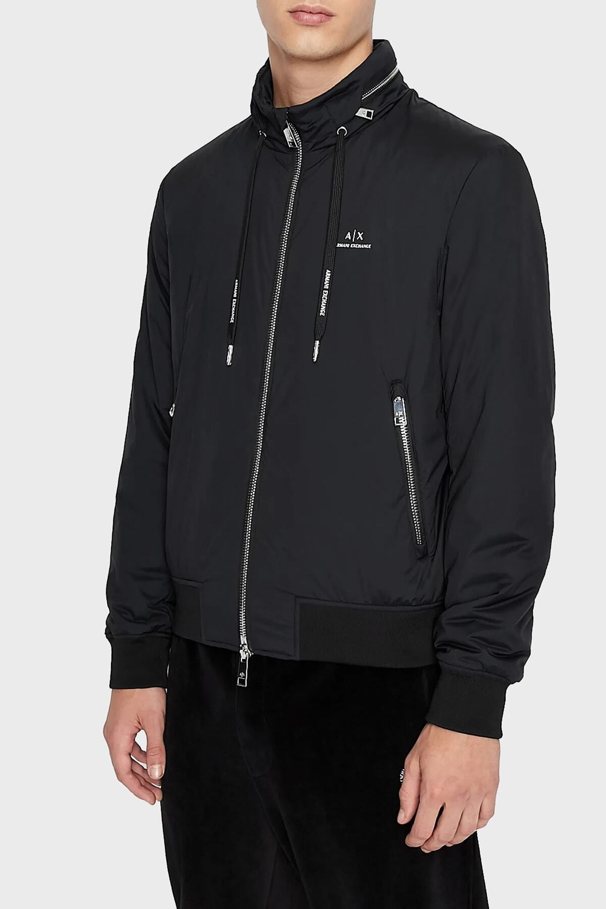 مانتو منظم کلاهدار مخفی با لوگو کت مردانه 8NZB60 ZN97Z 1200 Armani Exchange