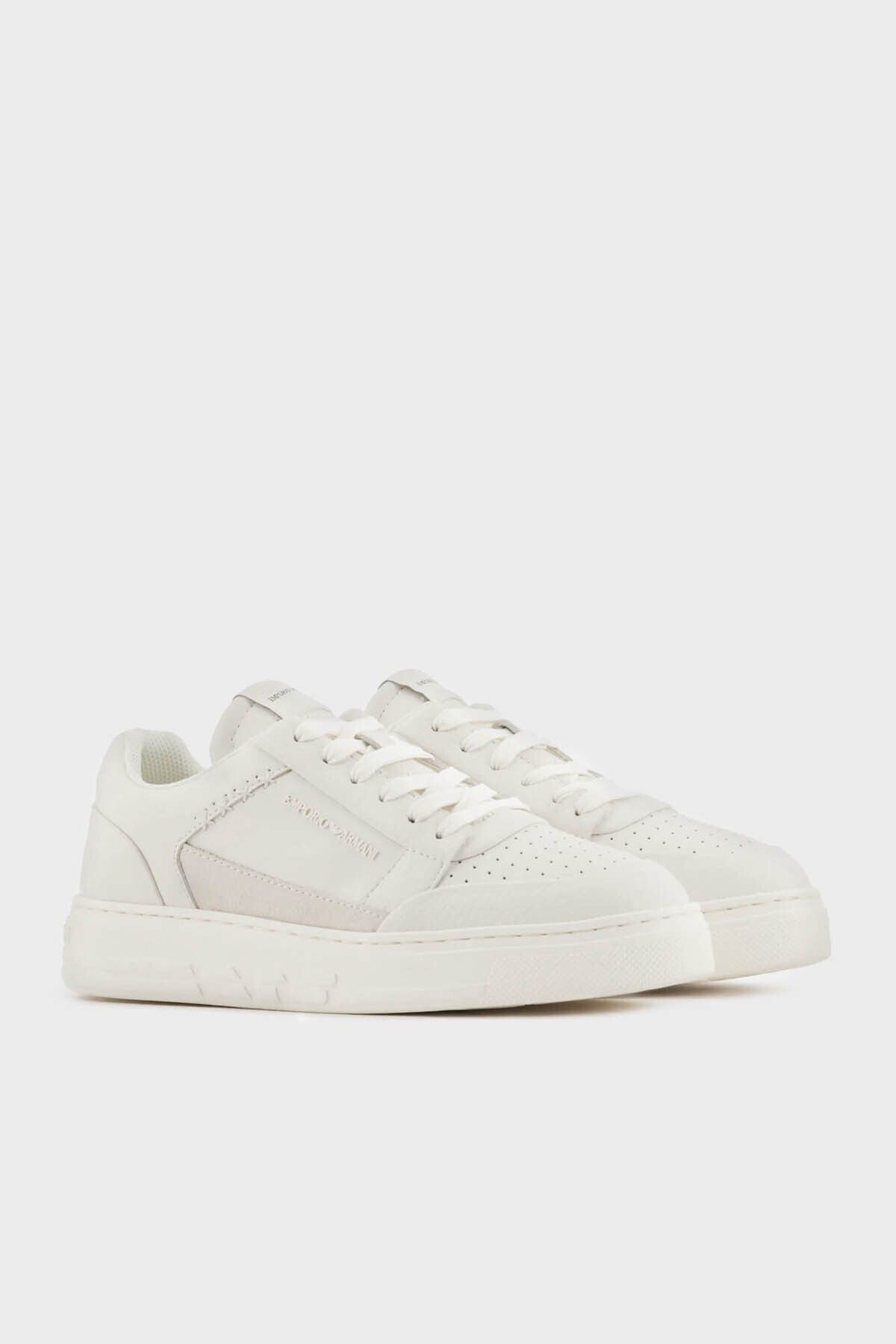 لوگو کفش کتانی چرمی SHOES X3X211 XR101 T847 Emporio Armani