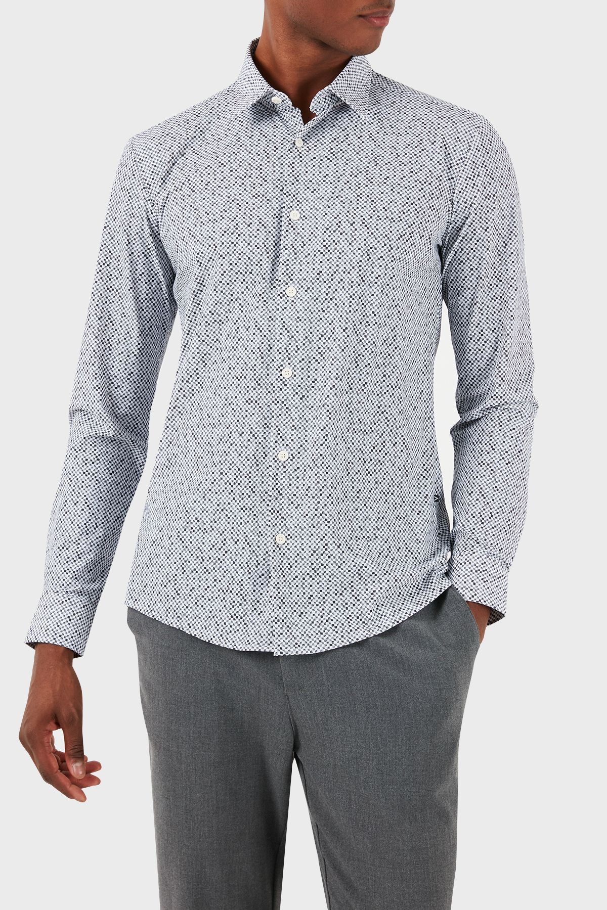 پیراهن / بلوز دکمه دار خاکستری مردانه STRECH SLIM FIT 033 BOSS